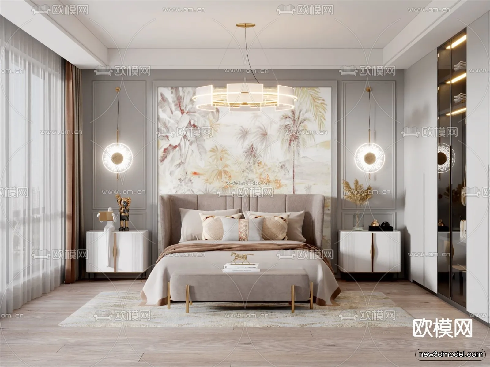 Europe Style Interior 3D Blocks – Bedroom 3D Model – 236 – VRAY