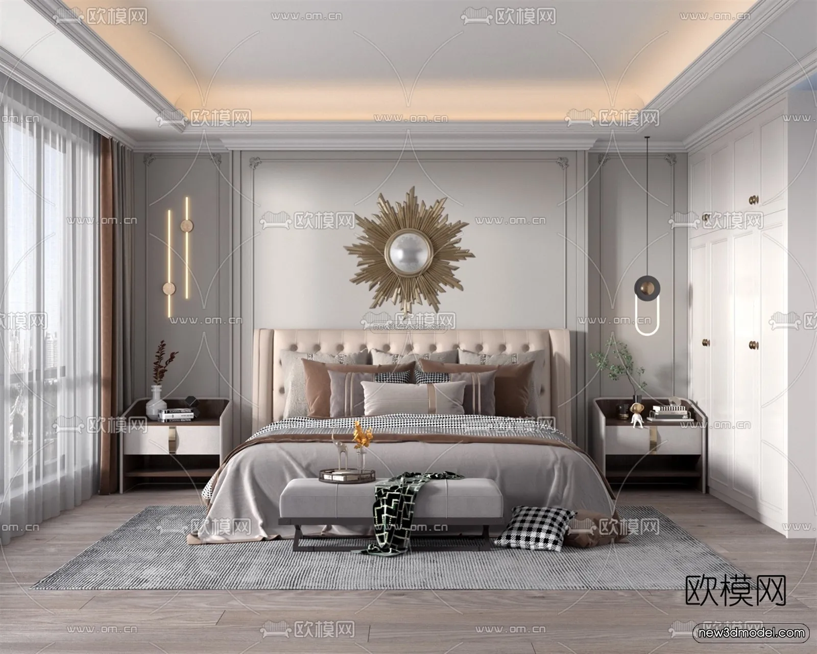 Europe Style Interior 3D Blocks – Bedroom 3D Model – 237 – VRAY