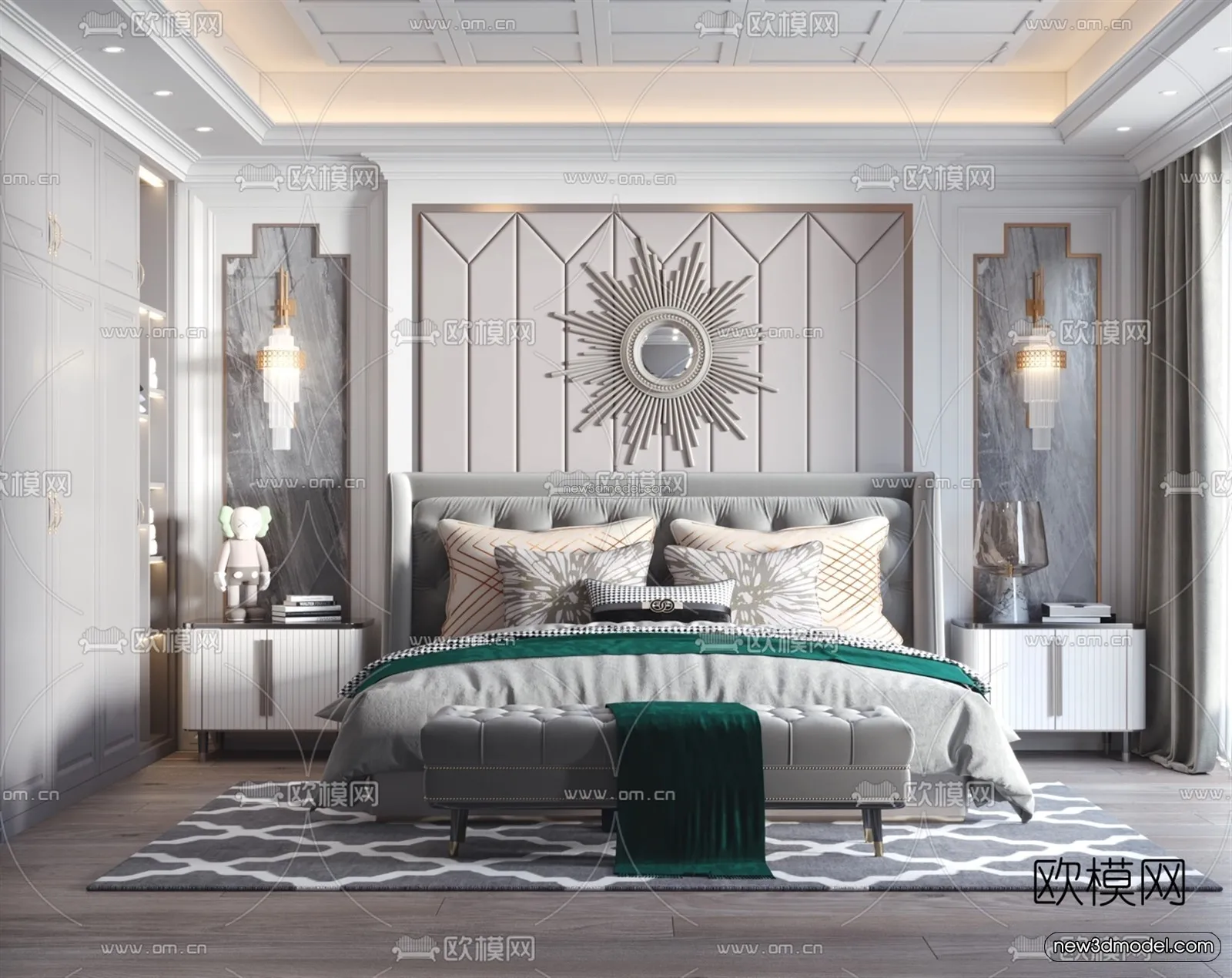 Europe Style Interior 3D Blocks – Bedroom 3D Model – 238 – VRAY
