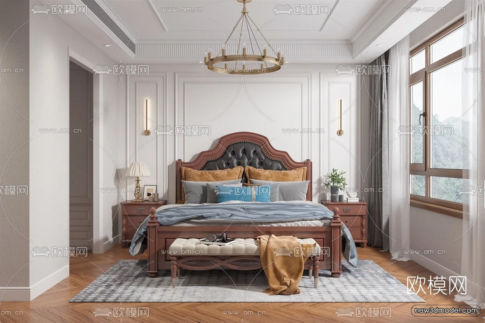 Europe Style Interior 3D Blocks – Bedroom 3D Model – 242 – VRAY
