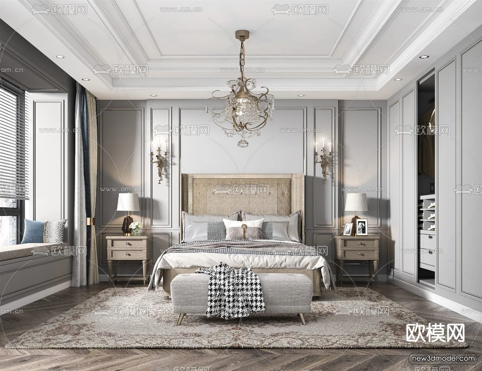 Europe Style Interior 3D Blocks – Bedroom 3D Model – 247 – VRAY