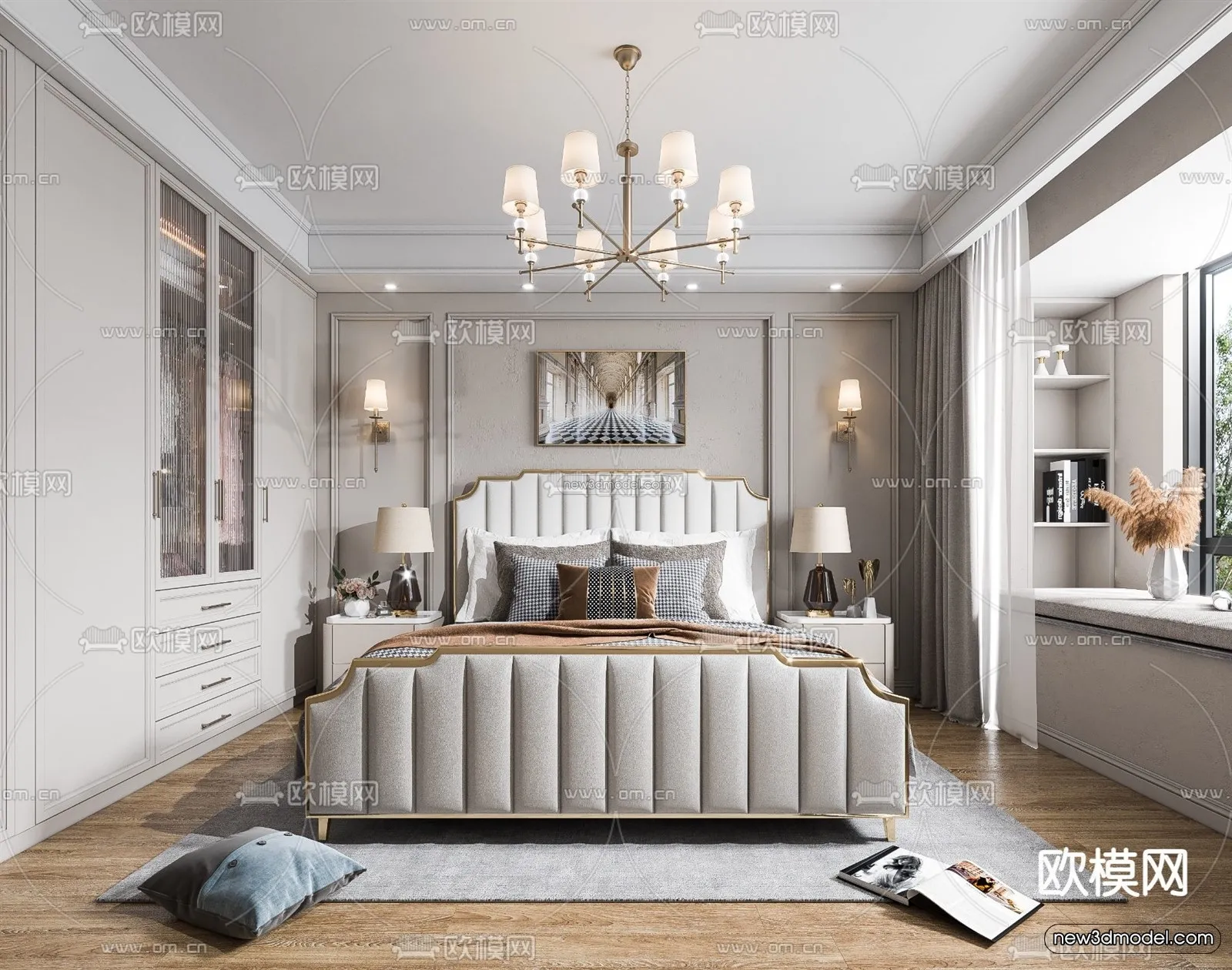 Europe Style Interior 3D Blocks – Bedroom 3D Model – 249 – VRAY