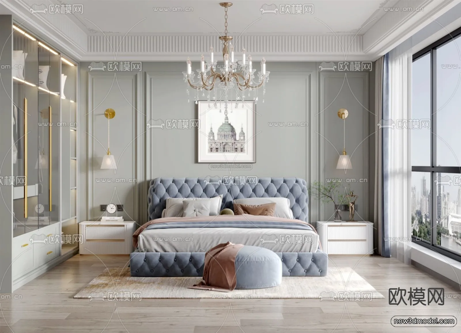 Europe Style Interior 3D Blocks – Bedroom 3D Model – 250 – VRAY