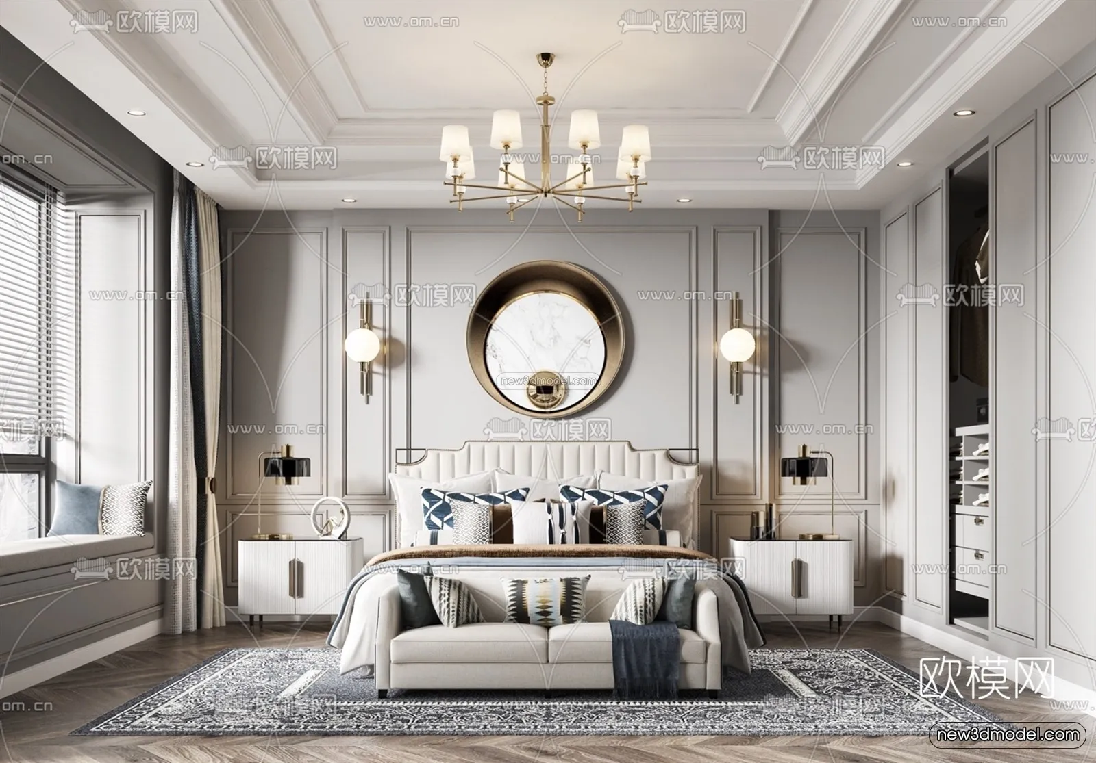 Europe Style Interior 3D Blocks – Bedroom 3D Model – 251 – VRAY