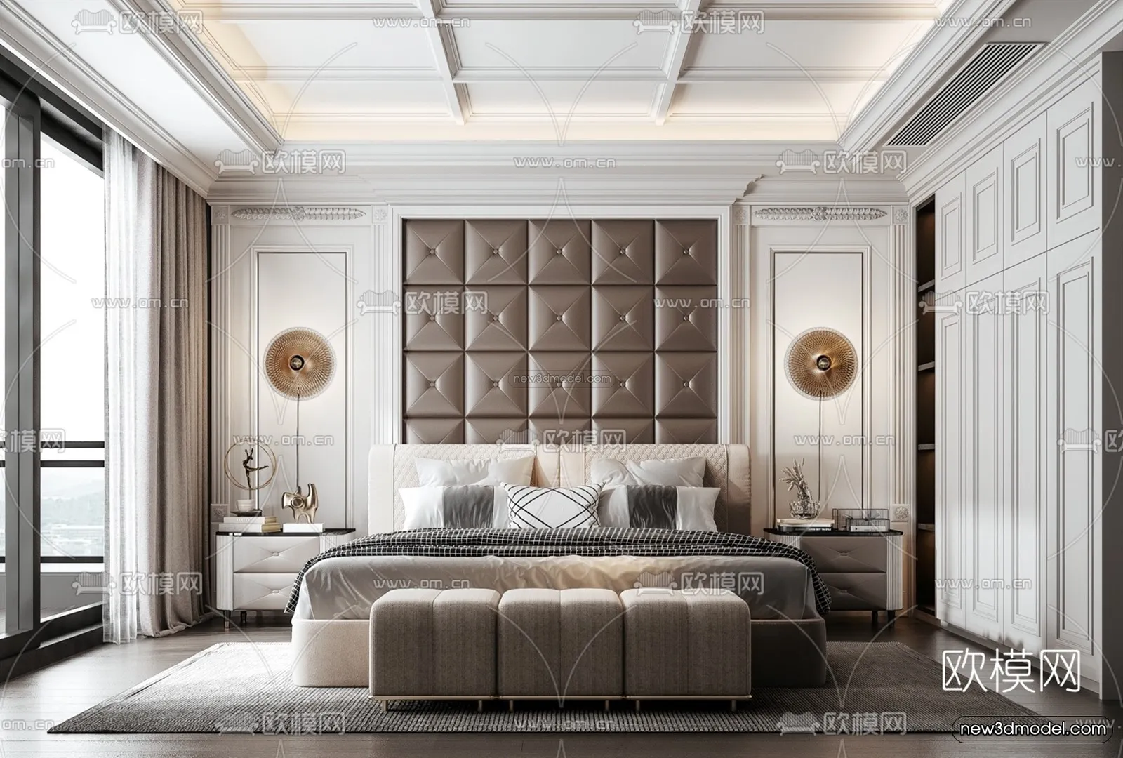 Europe Style Interior 3D Blocks – Bedroom 3D Model – 255 – VRAY