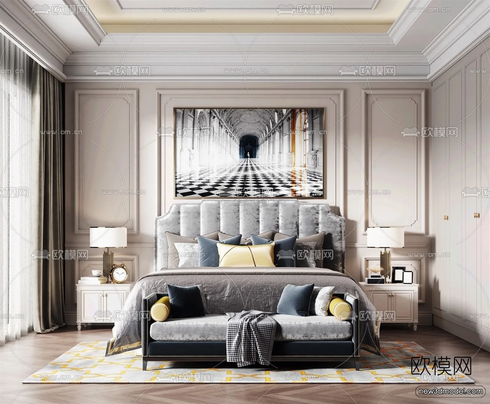 Europe Style Interior 3D Blocks – Bedroom 3D Model – 256 – VRAY