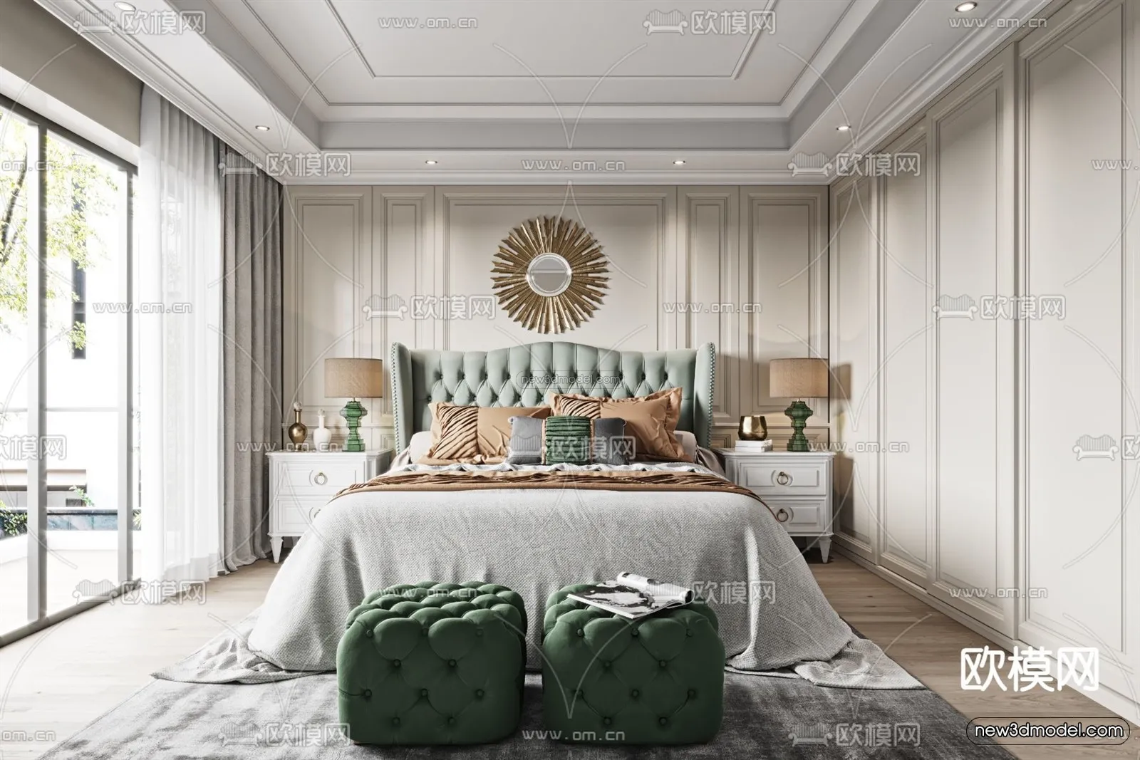 Europe Style Interior 3D Blocks – Bedroom 3D Model – 262 – VRAY