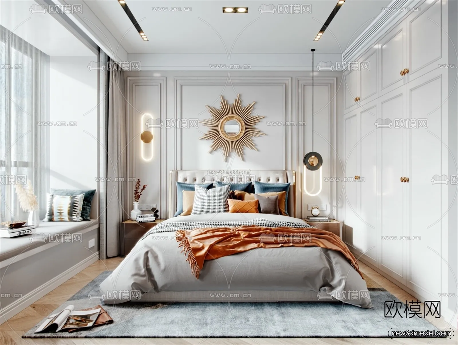 Europe Style Interior 3D Blocks – Bedroom 3D Model – 263 – VRAY