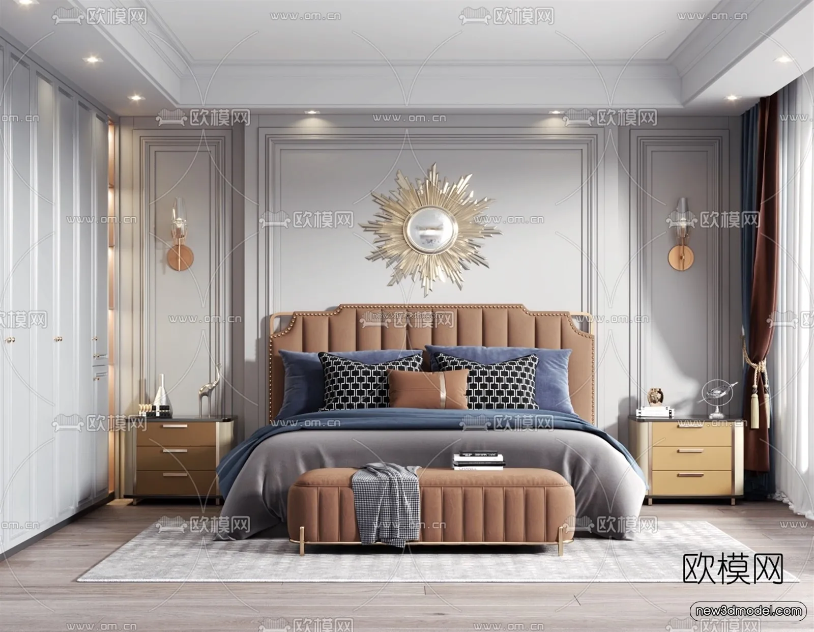 Europe Style Interior 3D Blocks – Bedroom 3D Model – 264 – VRAY
