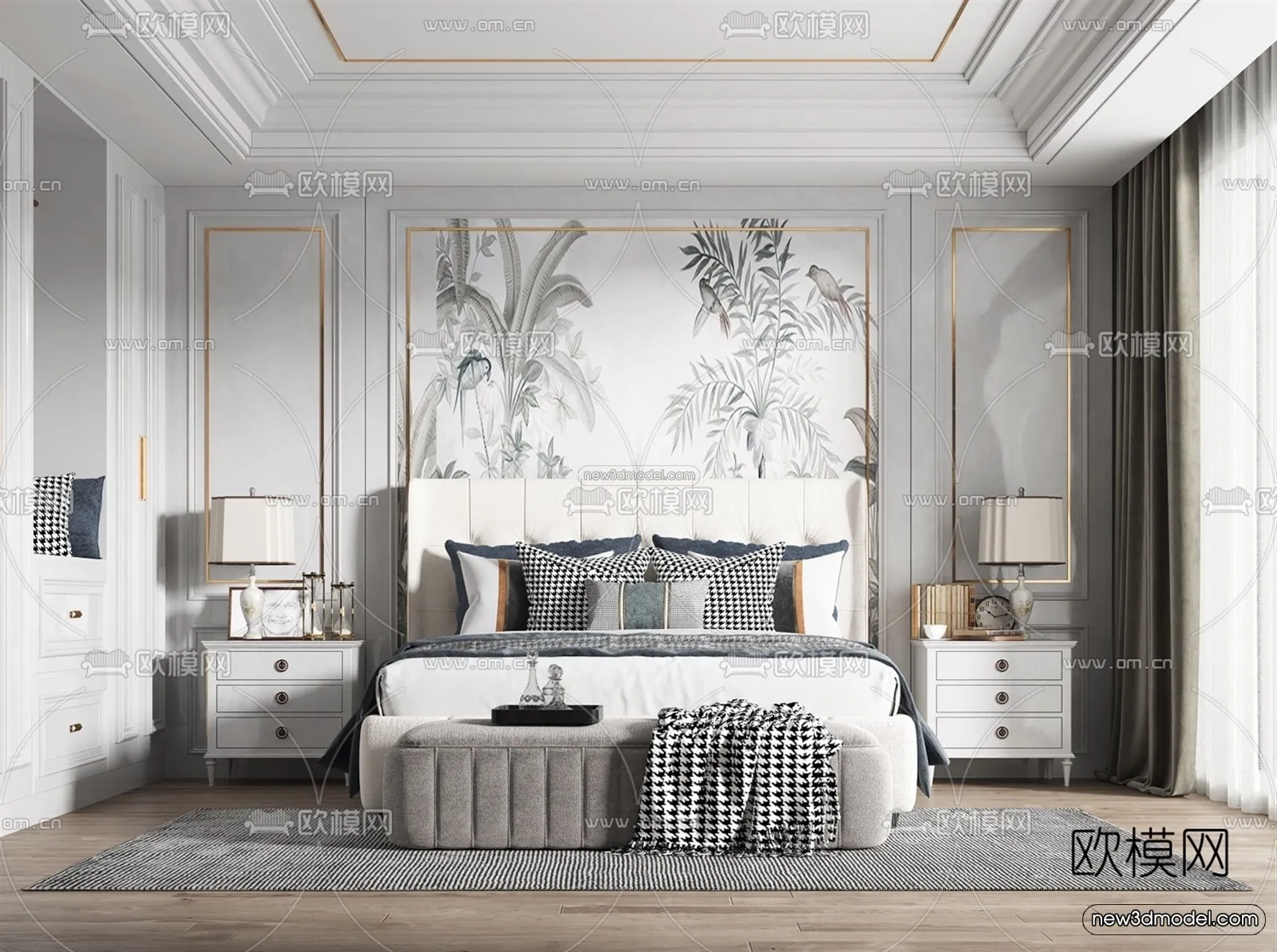 Europe Style Interior 3D Blocks – Bedroom 3D Model – 266 – VRAY