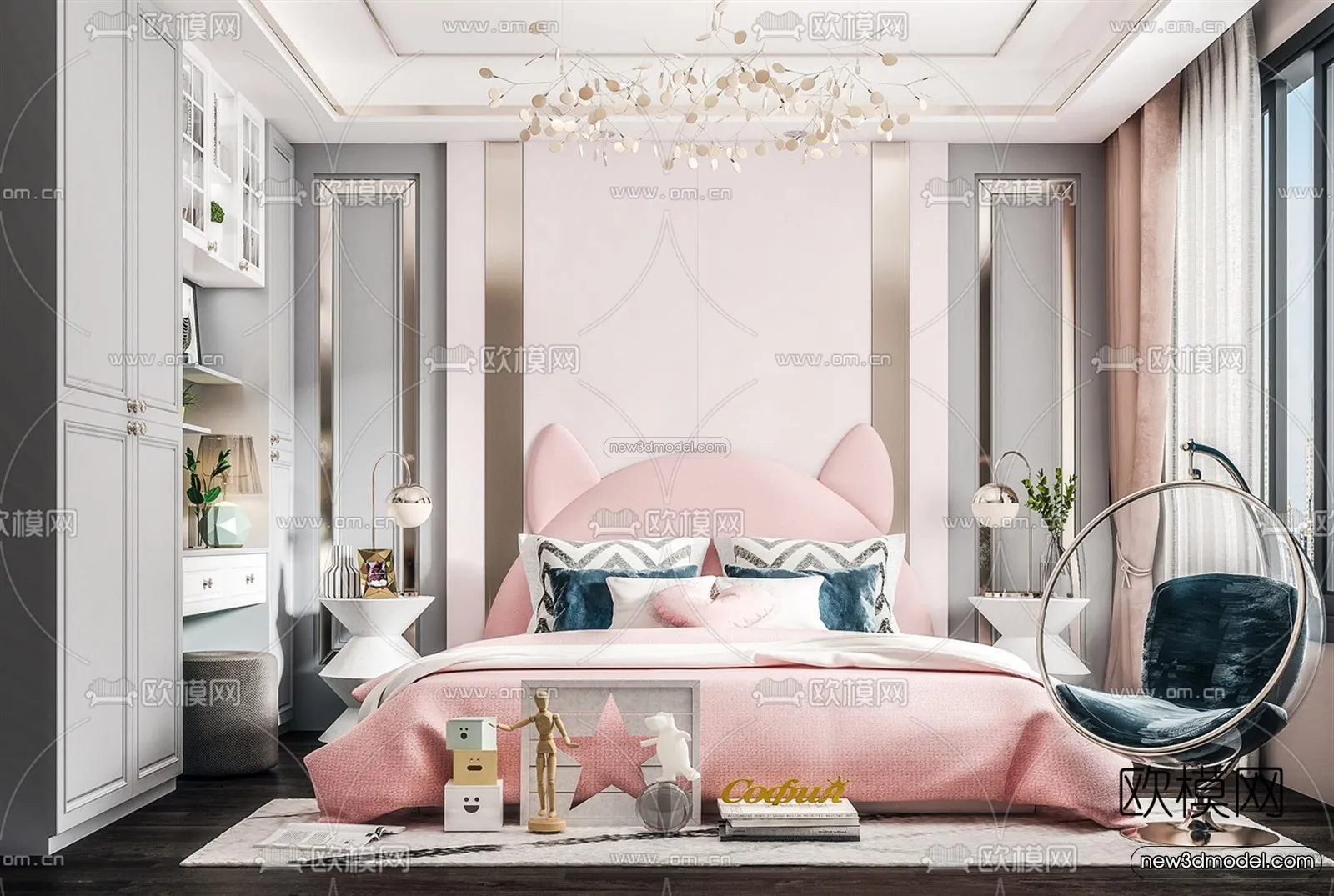 Europe Style Interior 3D Blocks – Bedroom 3D Model – 267 – VRAY