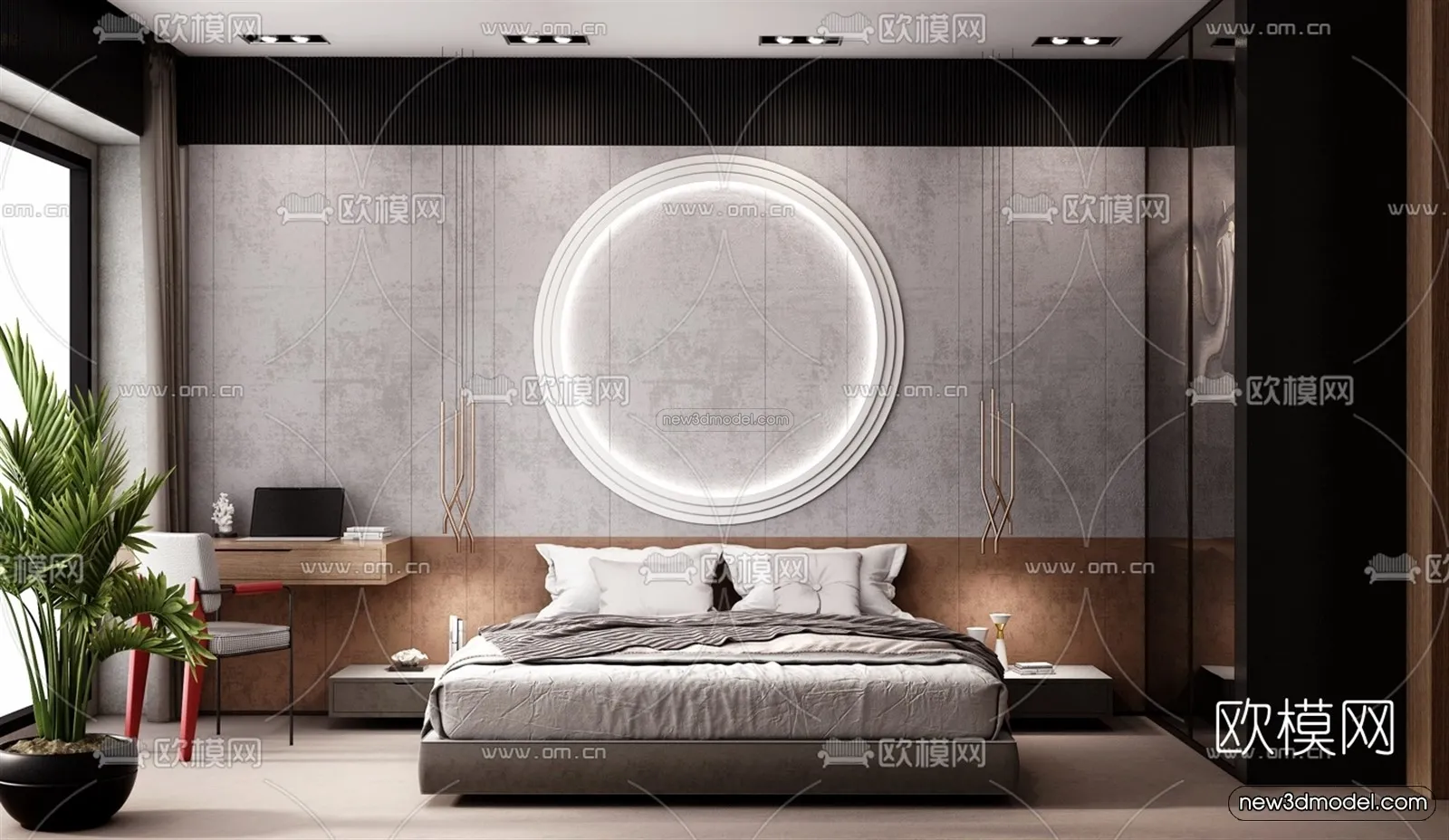 Europe Style Interior 3D Blocks – Bedroom 3D Model – 273 – VRAY