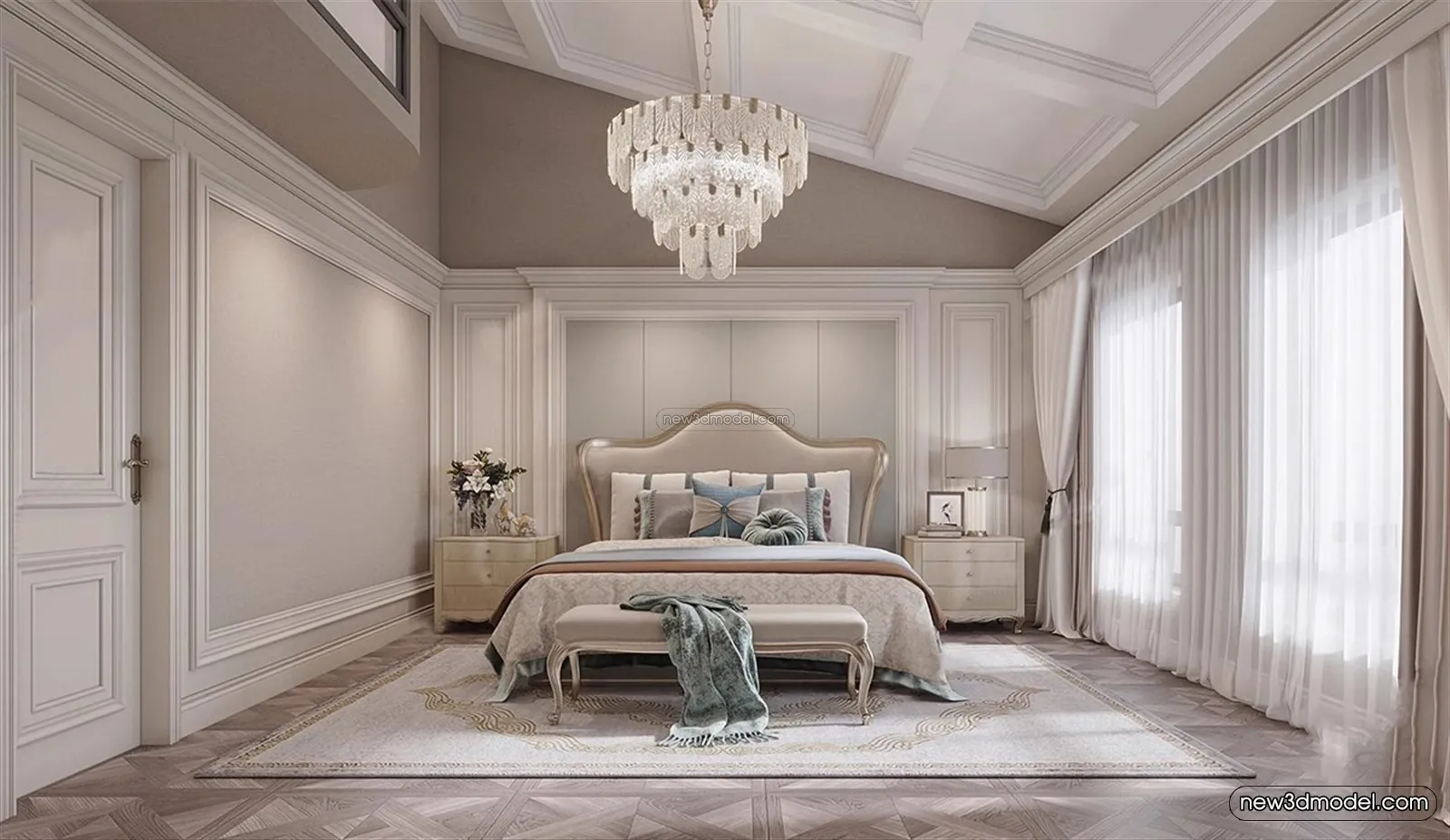 Europe Style Interior 3D Blocks – Bedroom 3D Model – 274 – VRAY