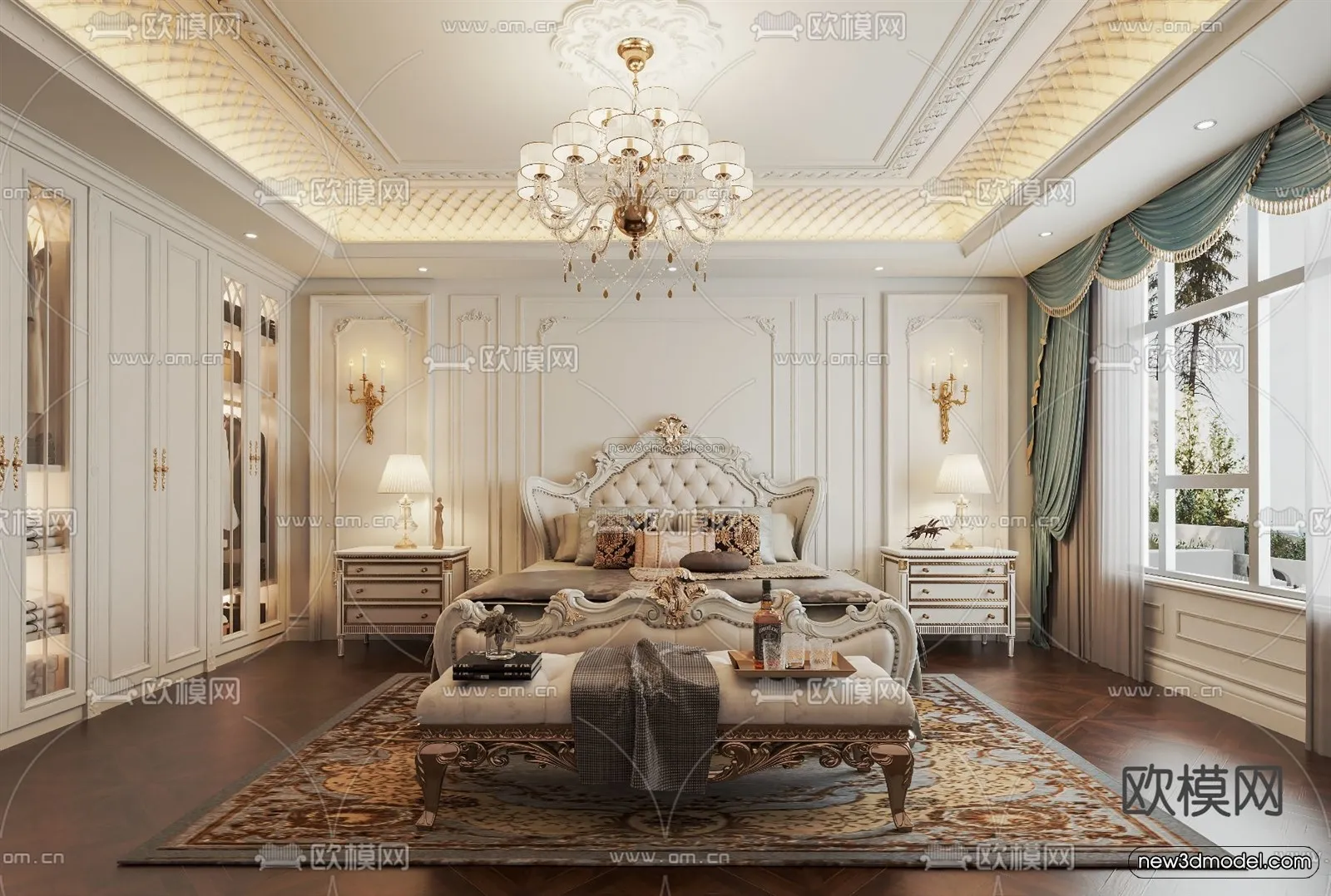 Europe Style Interior 3D Blocks – Bedroom 3D Model – 276 – VRAY