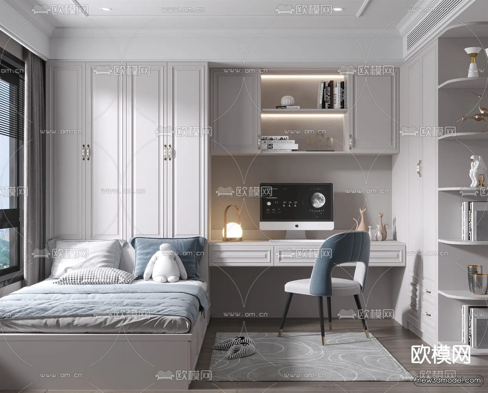 Europe Style Interior 3D Blocks – Bedroom 3D Model – 279 – VRAY