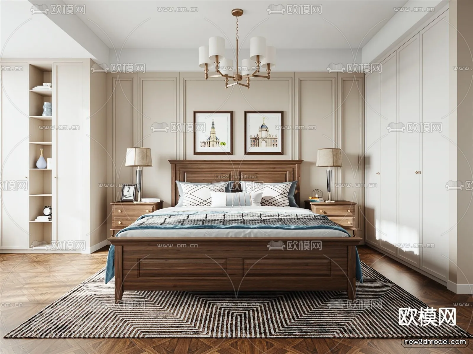 Europe Style Interior 3D Blocks – Bedroom 3D Model – 281 – VRAY