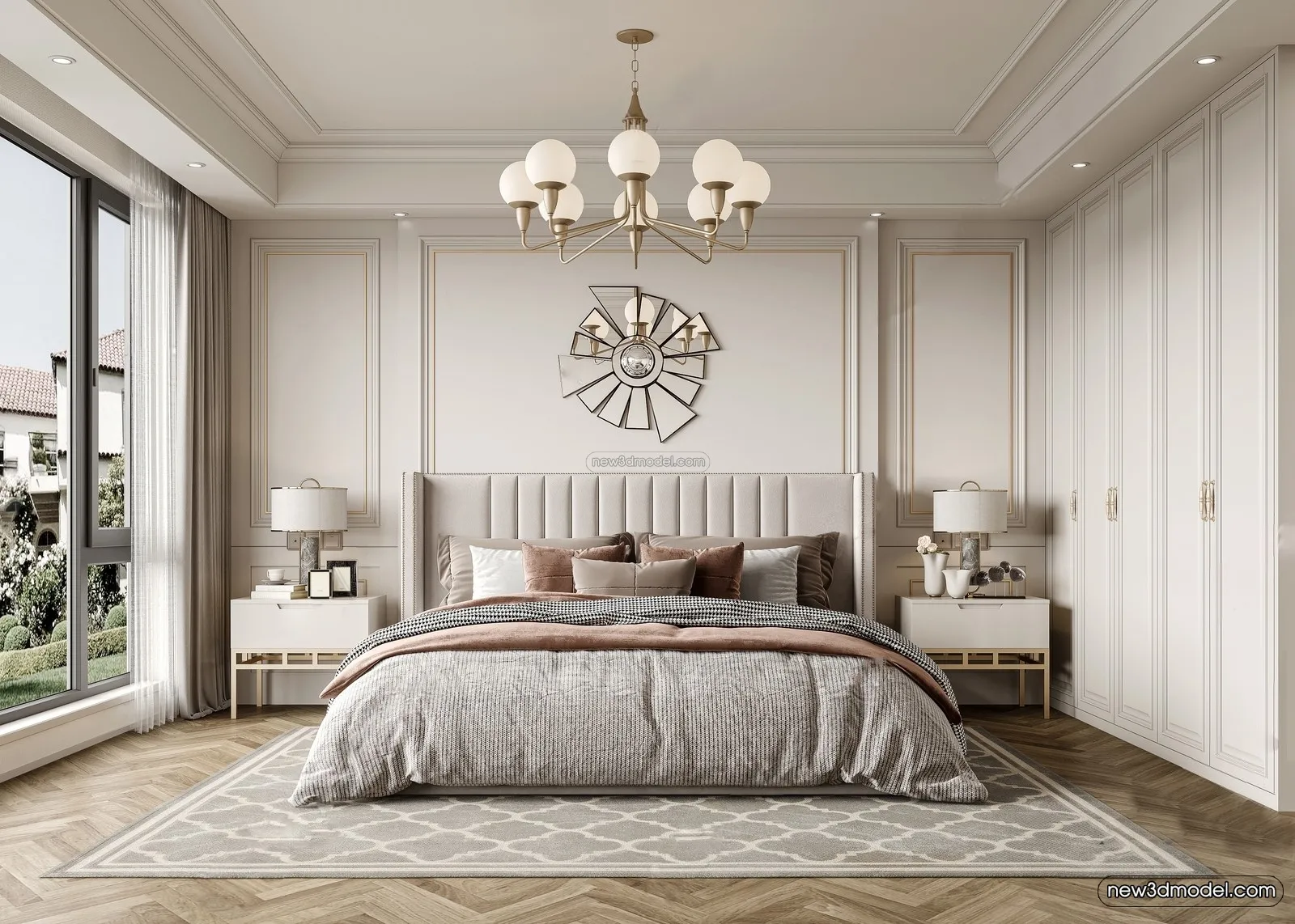 Europe Style Interior 3D Blocks – Bedroom 3D Model – 289 – VRAY