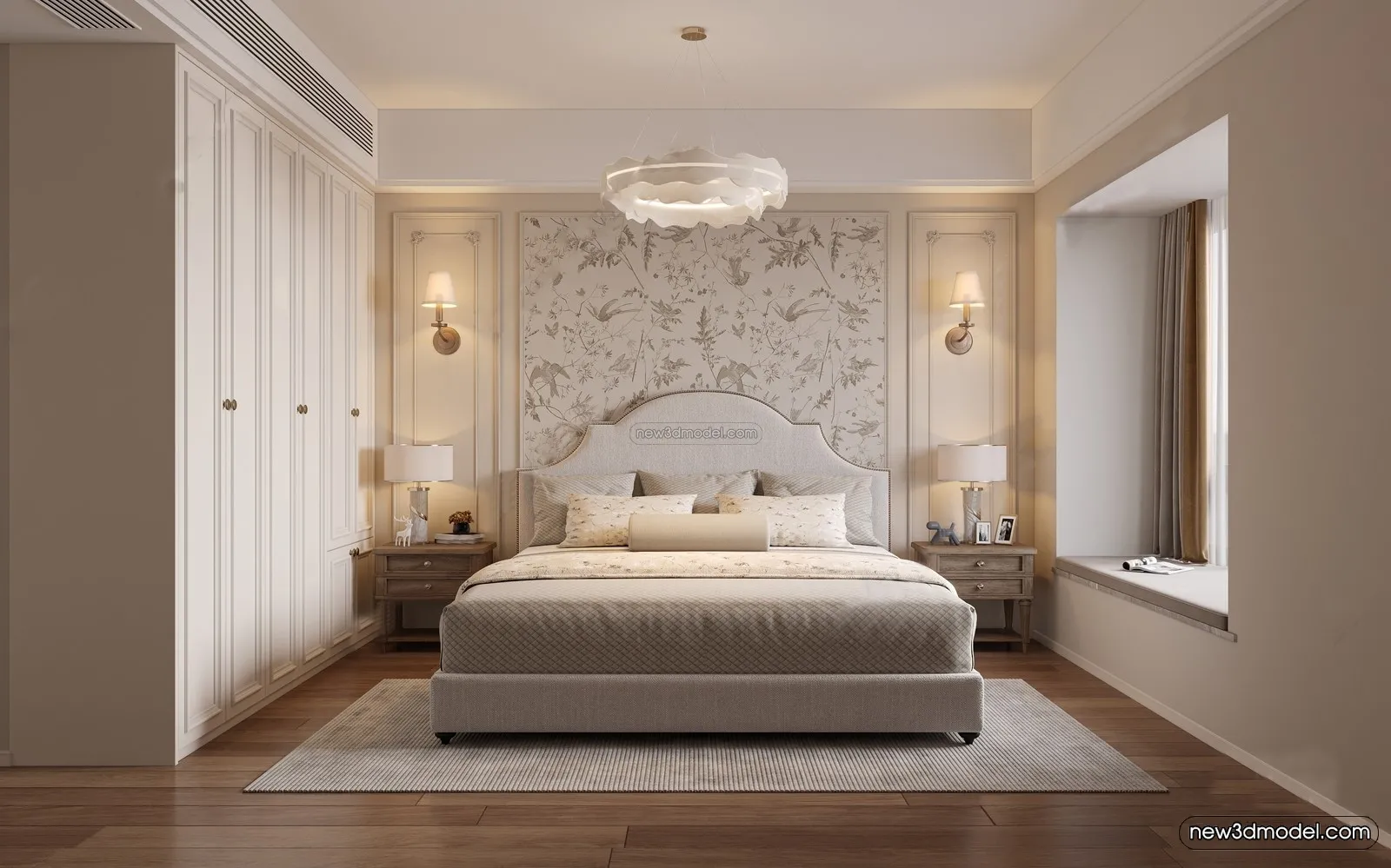 Europe Style Interior 3D Blocks – Bedroom 3D Model – 290 – VRAY