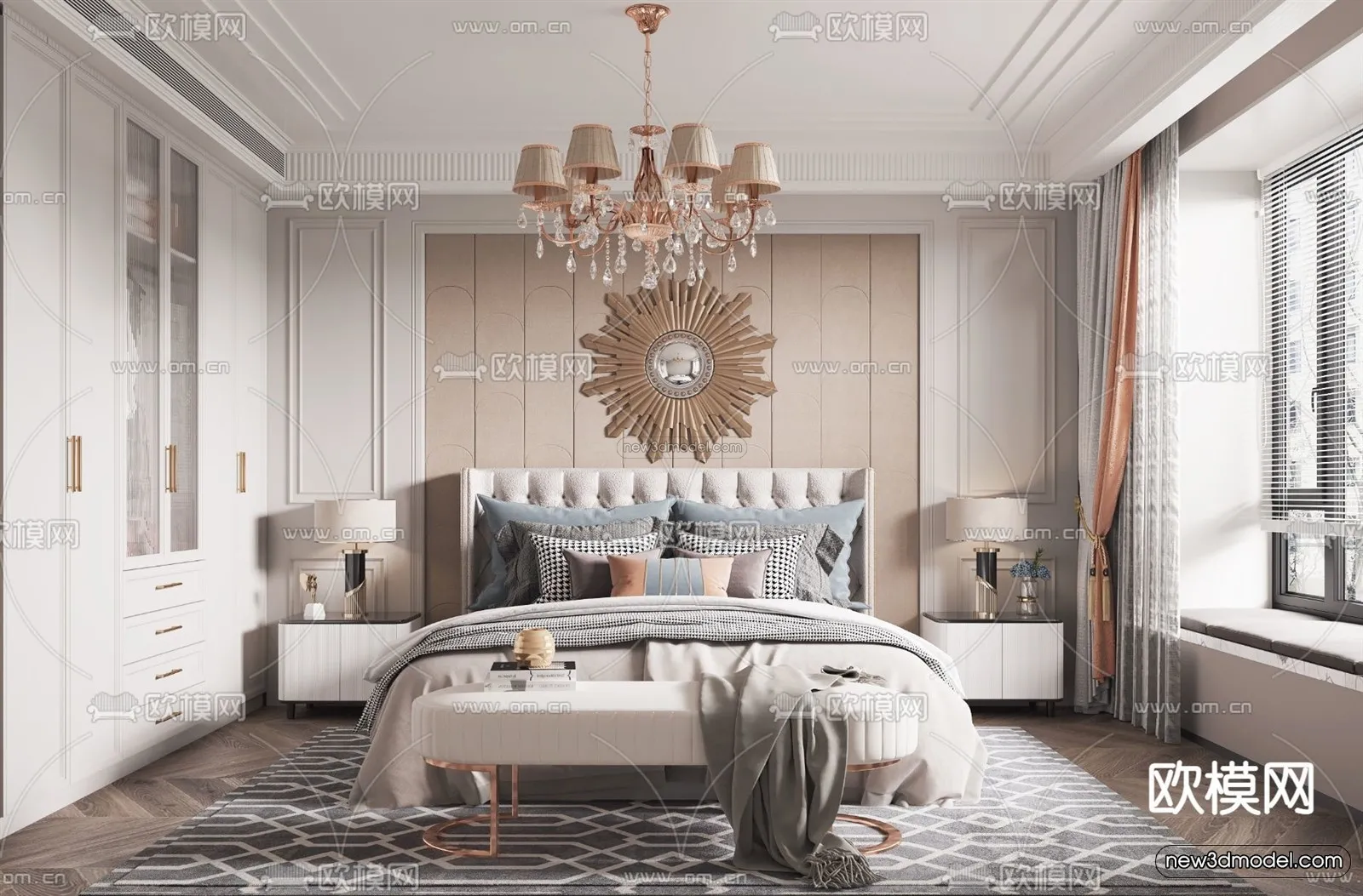 Europe Style Interior 3D Blocks – Bedroom 3D Model – 294 – VRAY
