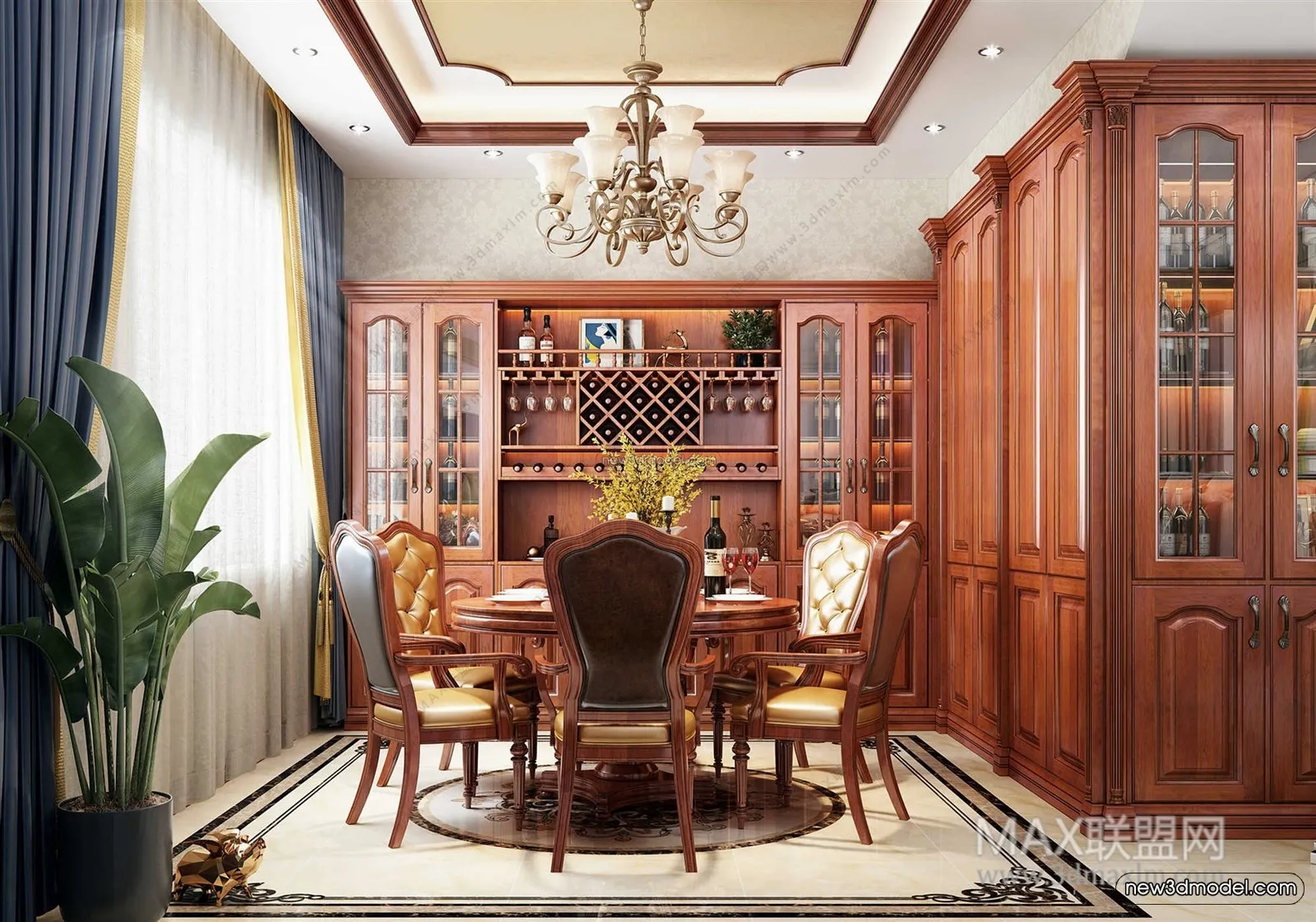 Europe Style Interior 3D Blocks – Dining Room 3D Model – 187 – VRAY Europe Style Interior 3D Blocks – Dining Room 3D Model – 187 – VRAY