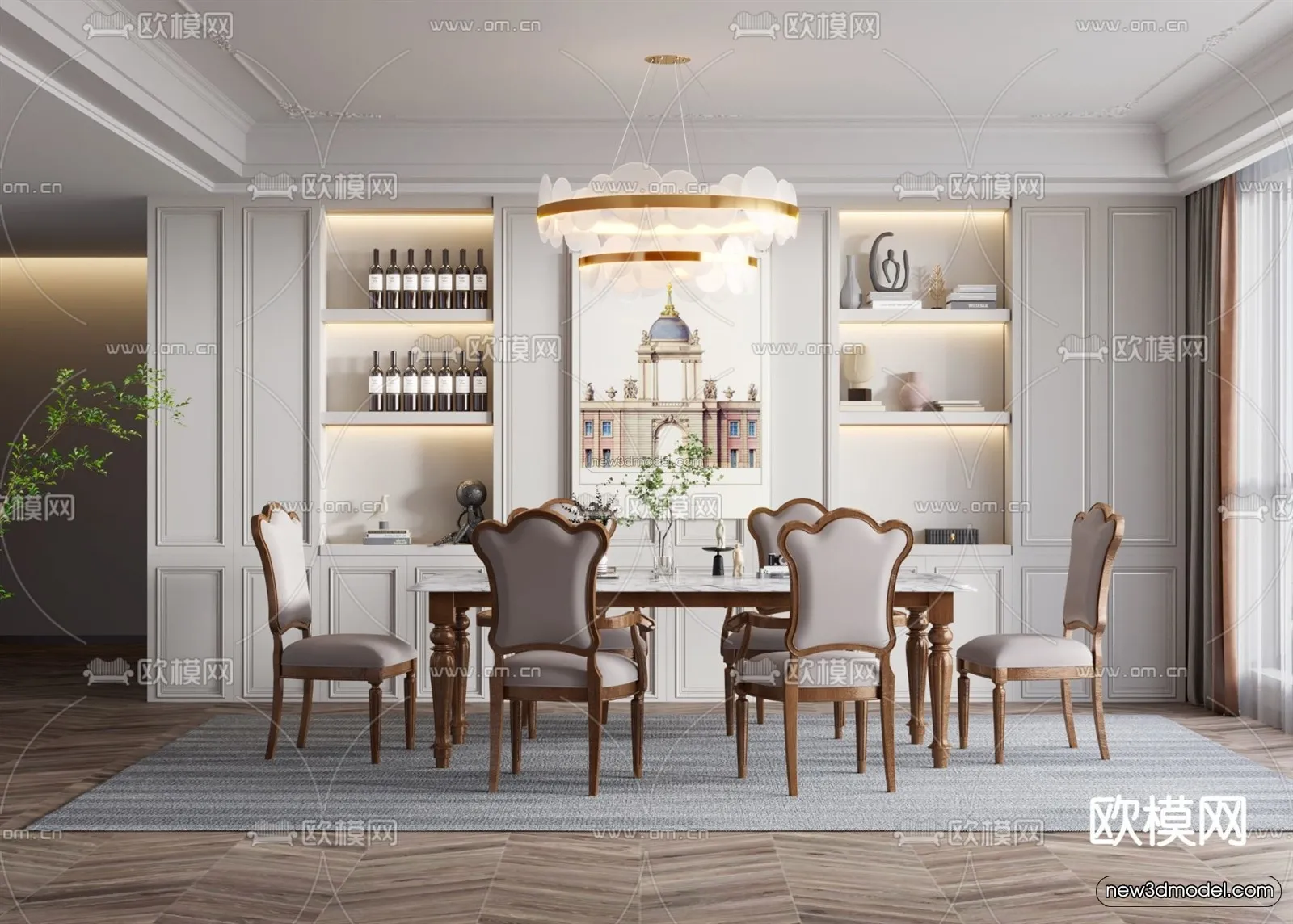 Europe Style Interior 3D Blocks – Dining Room 3D Model – 190 – VRAY Europe Style Interior 3D Blocks – Dining Room 3D Model – 190 – VRAY