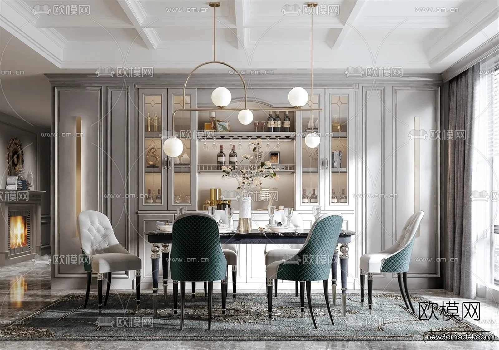 Europe Style Interior 3D Blocks – Dining Room 3D Model – 194 – VRAY Europe Style Interior 3D Blocks – Dining Room 3D Model – 194 – VRAY