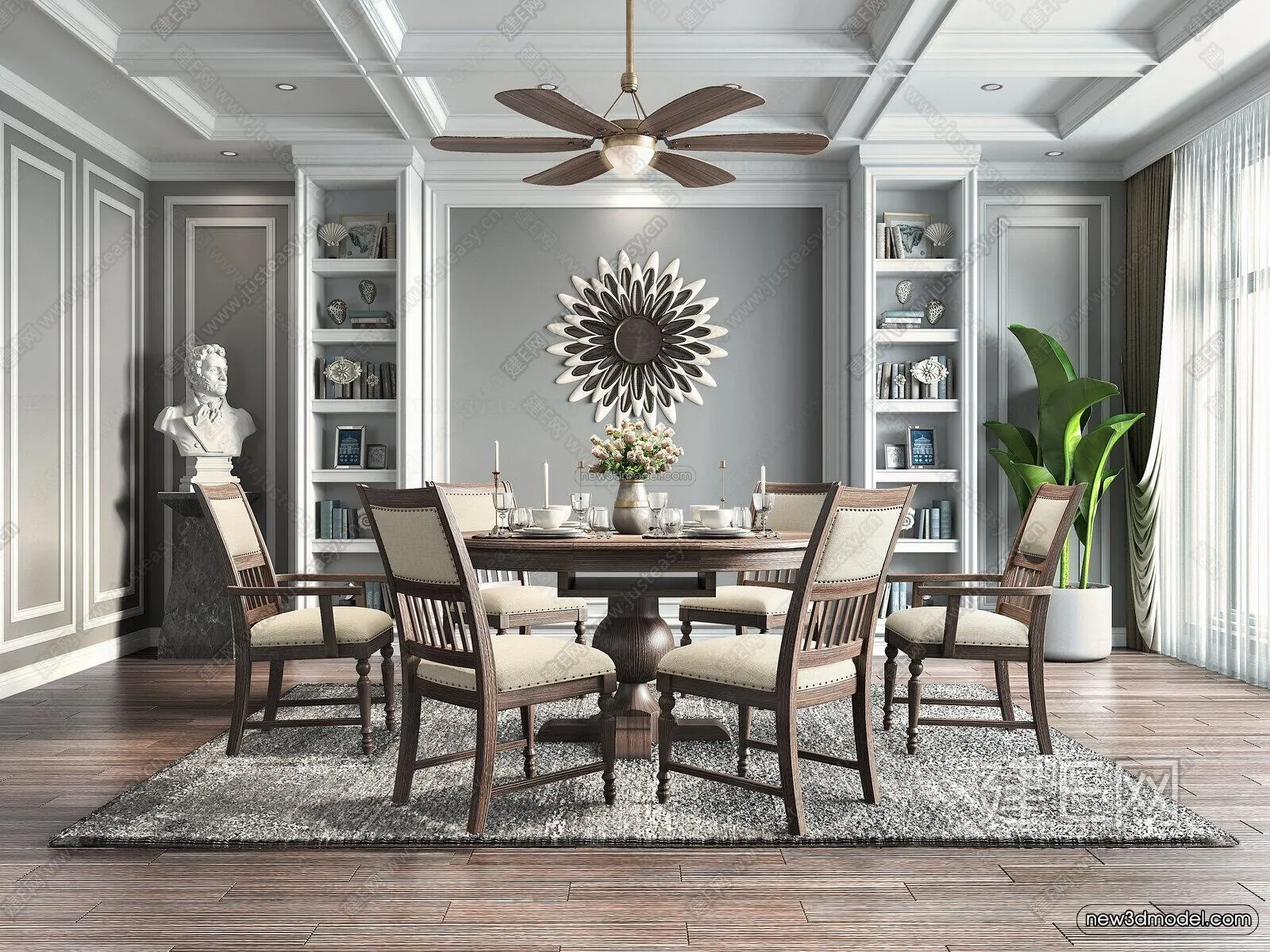 Europe Style Interior 3D Blocks – Dining Room 3D Model – 195 – VRAY Europe Style Interior 3D Blocks – Dining Room 3D Model – 195 – VRAY