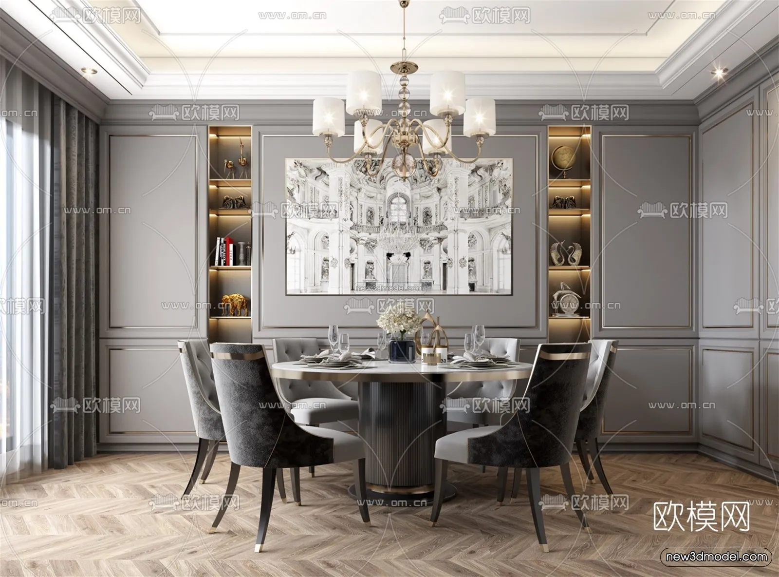 Europe Style Interior 3D Blocks – Dining Room 3D Model – 196 – VRAY Europe Style Interior 3D Blocks – Dining Room 3D Model – 196 – VRAY