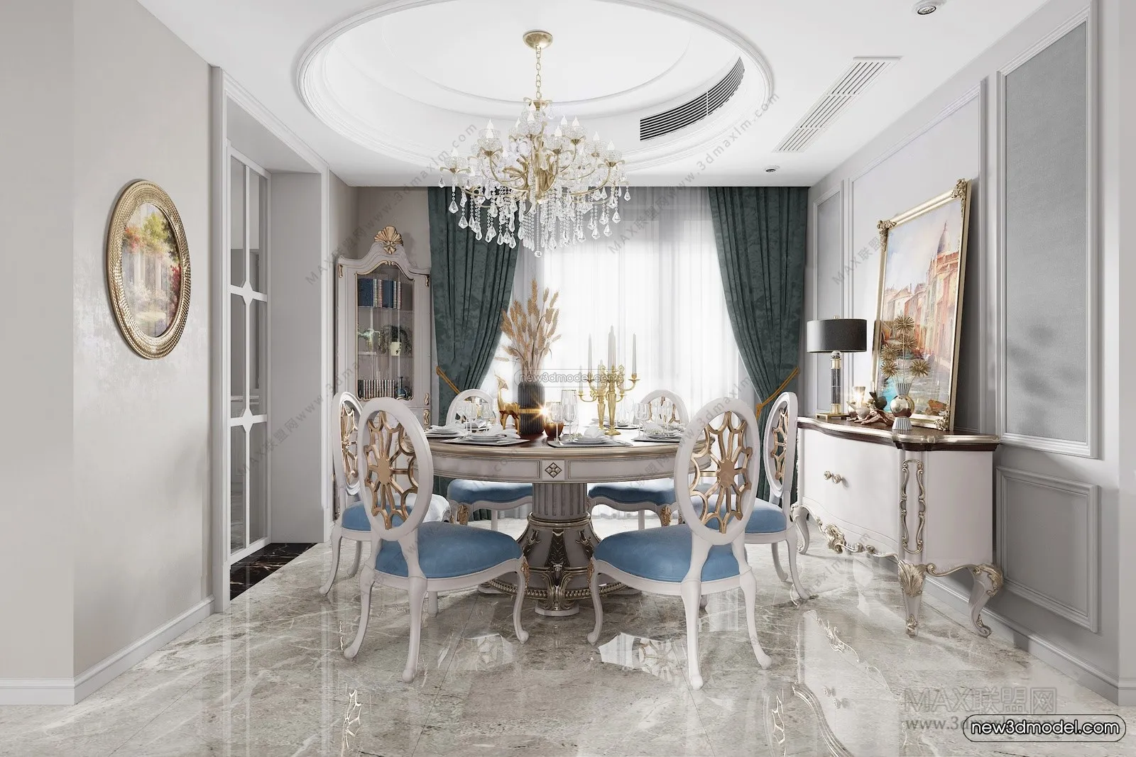 Europe Style Interior 3D Blocks – Dining Room 3D Model – 197 – VRAY Europe Style Interior 3D Blocks – Dining Room 3D Model – 197 – VRAY