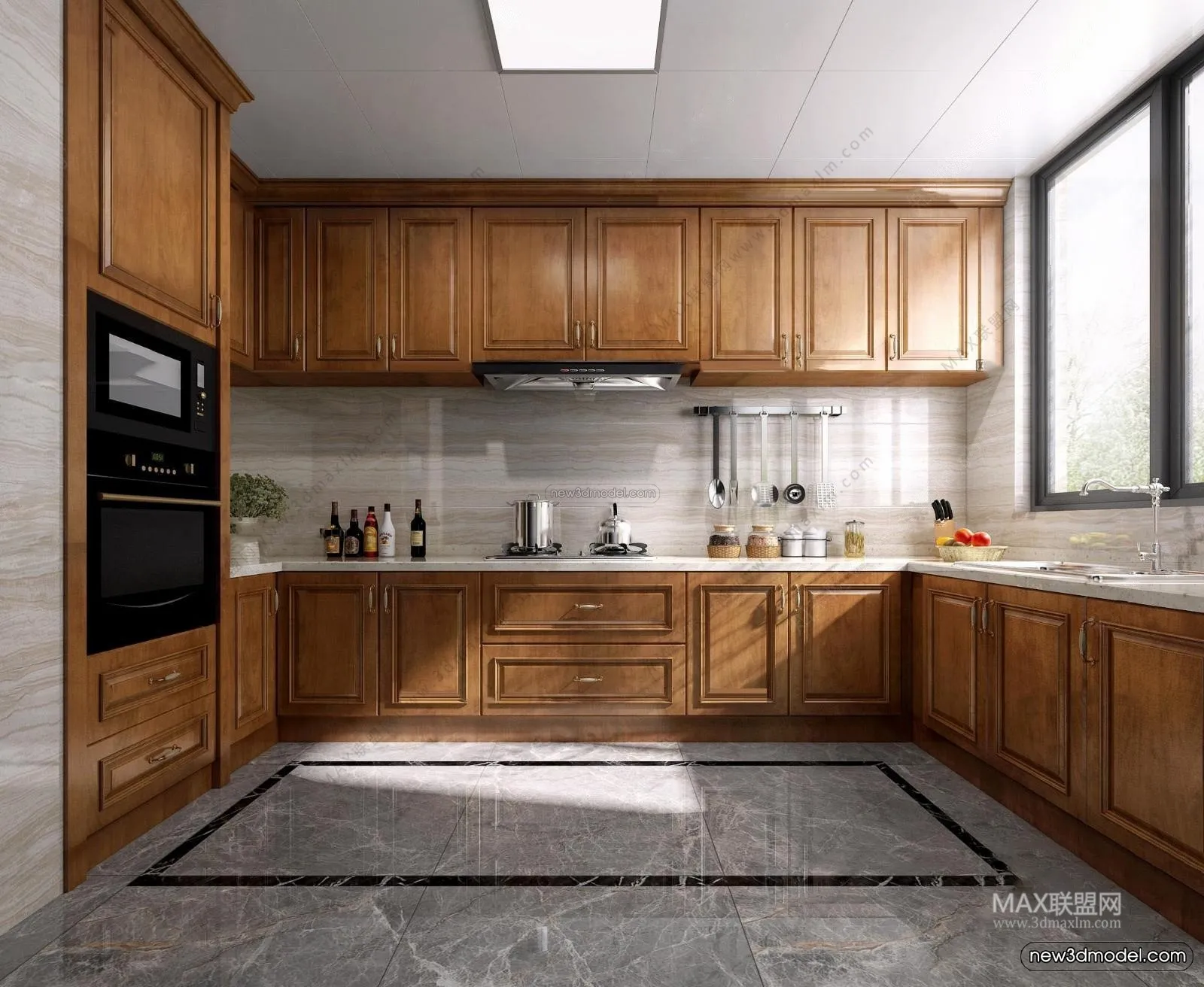 Europe Style Interior 3D Blocks – Kitchen 3D Model – 296 – VRAY