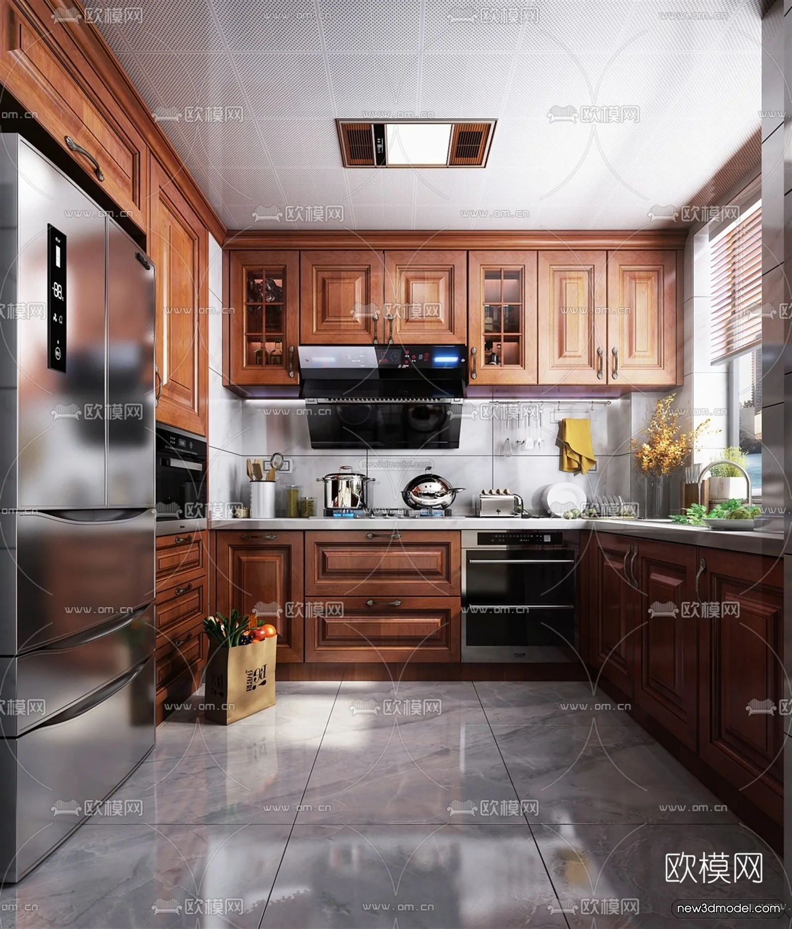 Europe Style Interior 3D Blocks – Kitchen 3D Model – 297 – VRAY