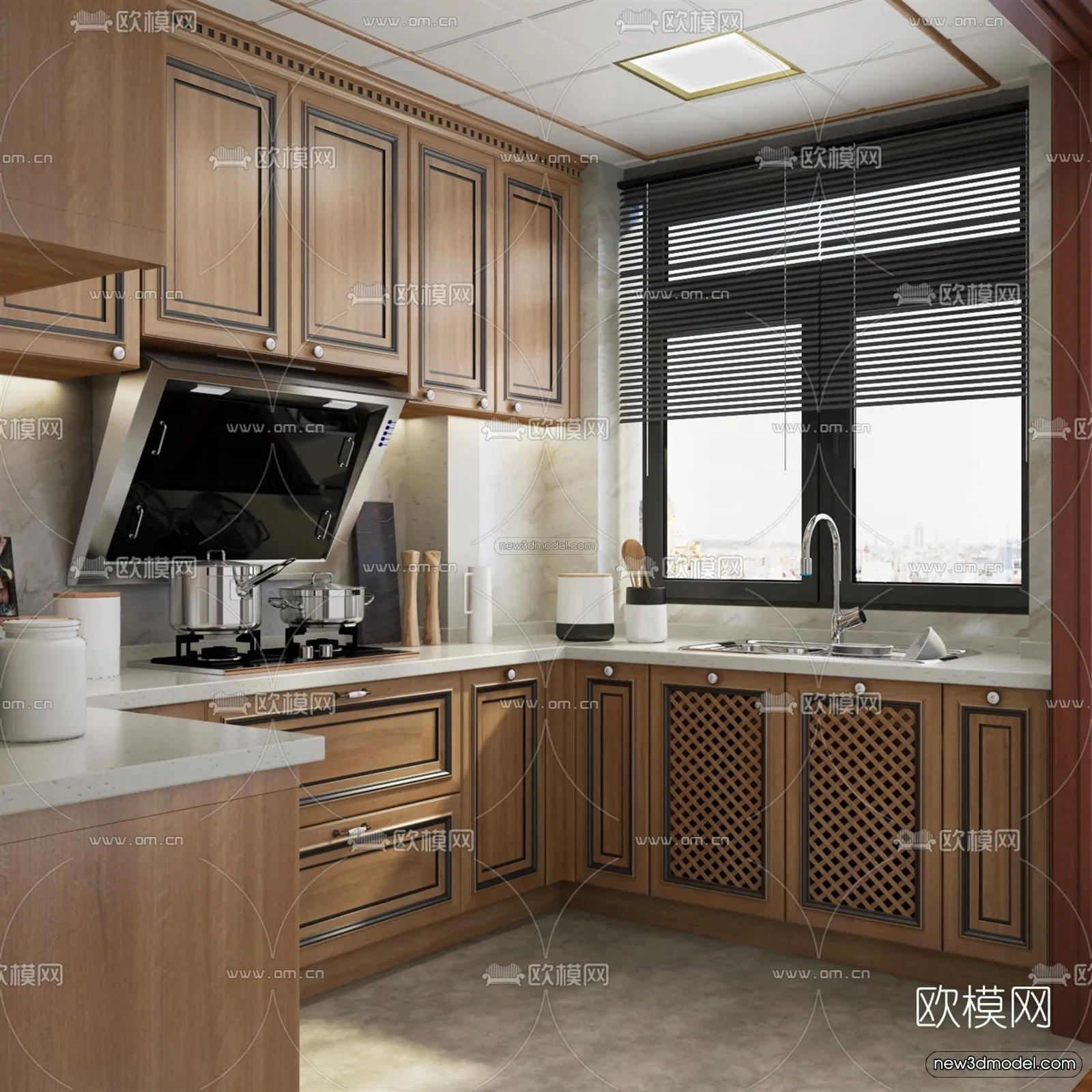 Europe Style Interior 3D Blocks – Kitchen 3D Model – 298 – VRAY