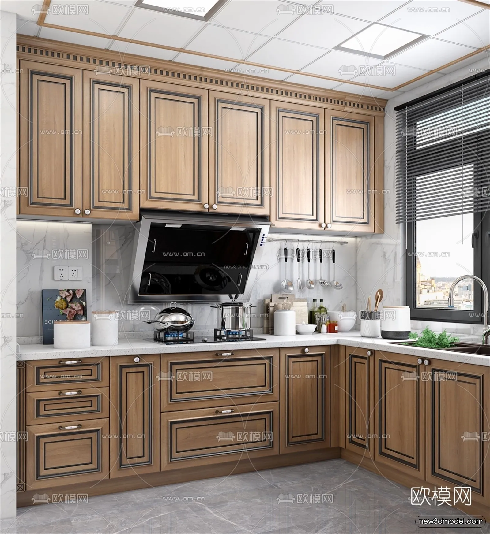 Europe Style Interior 3D Blocks – Kitchen 3D Model – 300 – VRAY