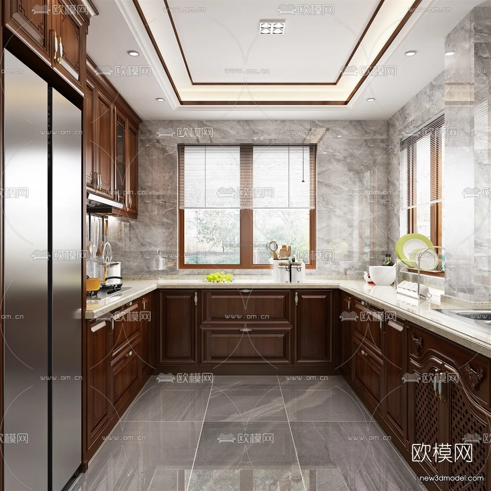 Europe Style Interior 3D Blocks – Kitchen 3D Model – 301 – VRAY