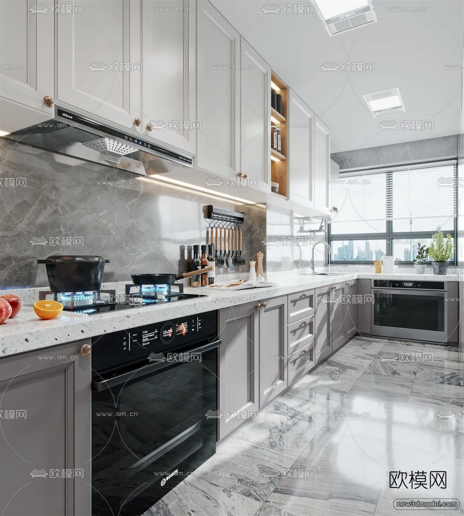 Europe Style Interior 3D Blocks – Kitchen 3D Model – 302 – VRAY