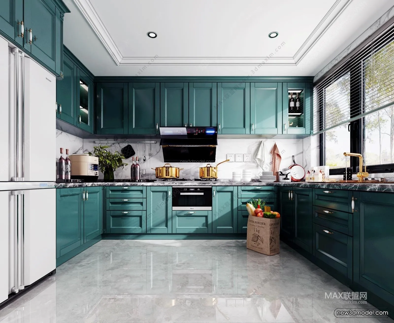 Europe Style Interior 3D Blocks – Kitchen 3D Model – 310 – VRAY