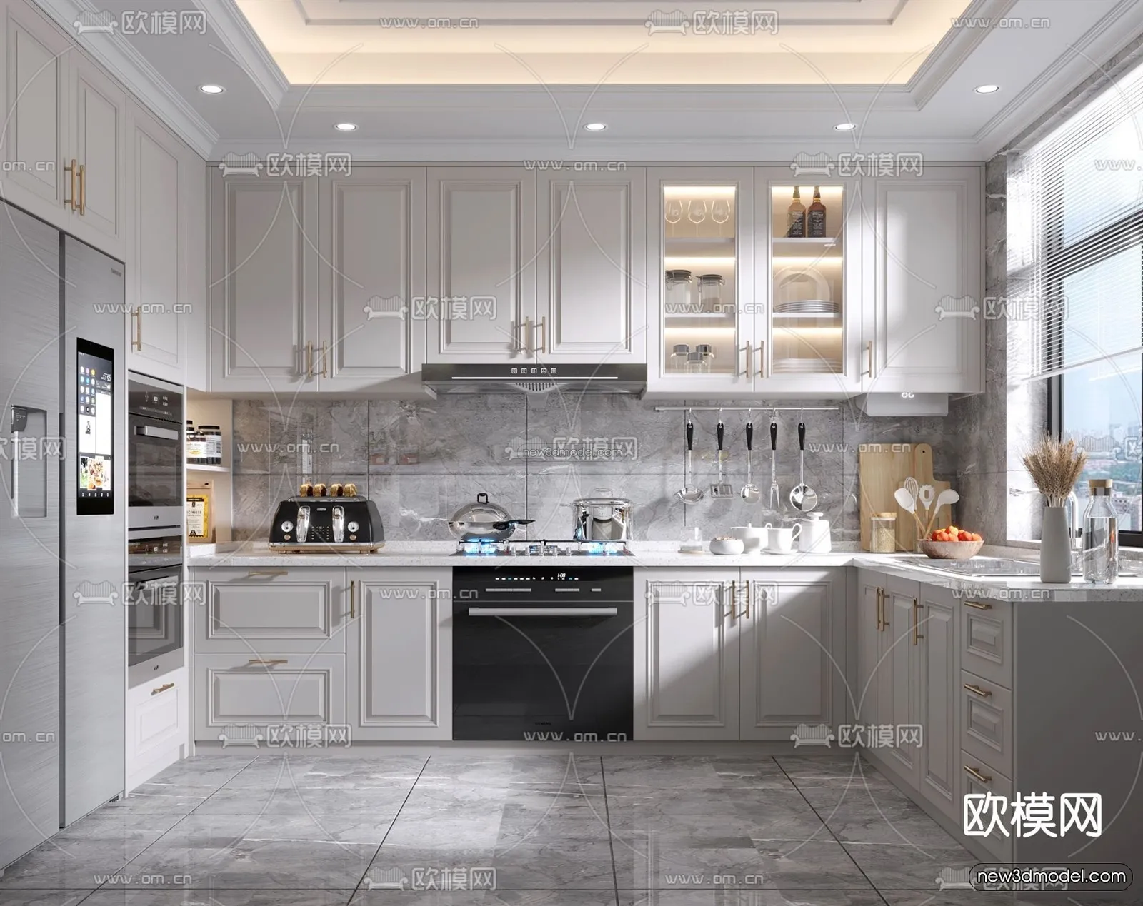Europe Style Interior 3D Blocks – Kitchen 3D Model – 312 – VRAY