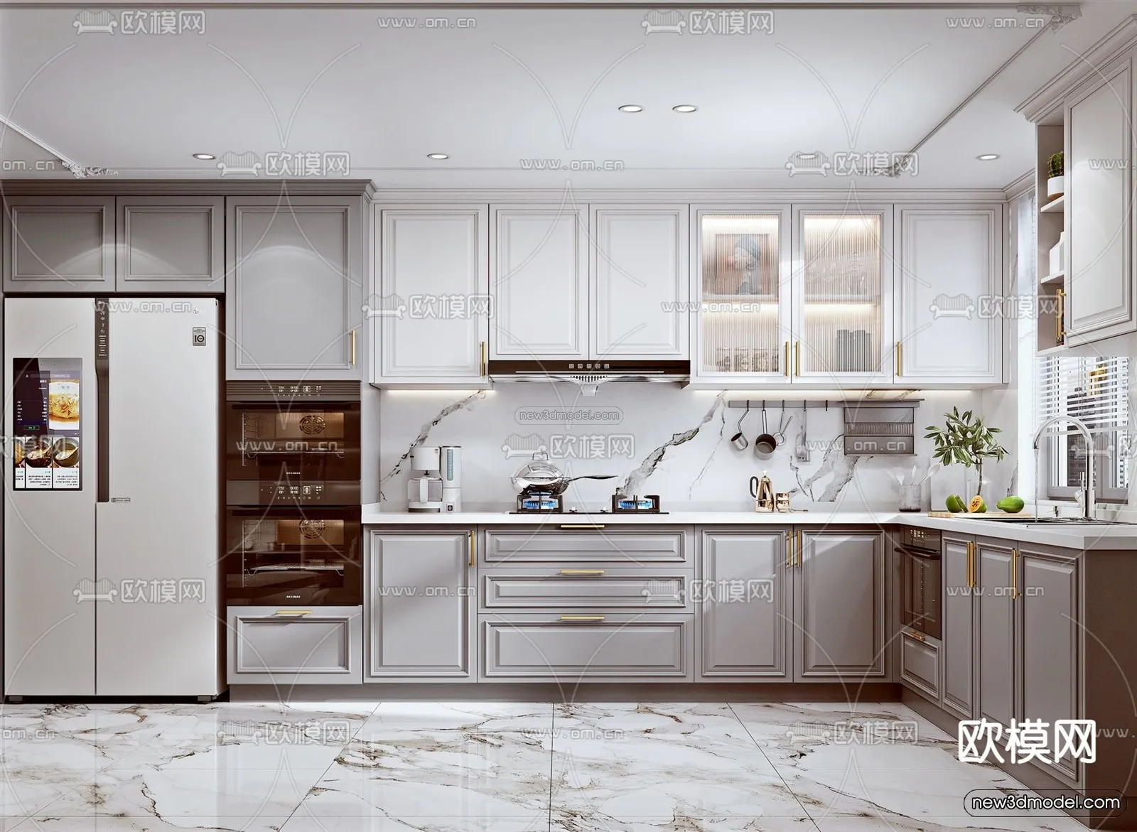 Europe Style Interior 3D Blocks – Kitchen 3D Model – 313 – VRAY