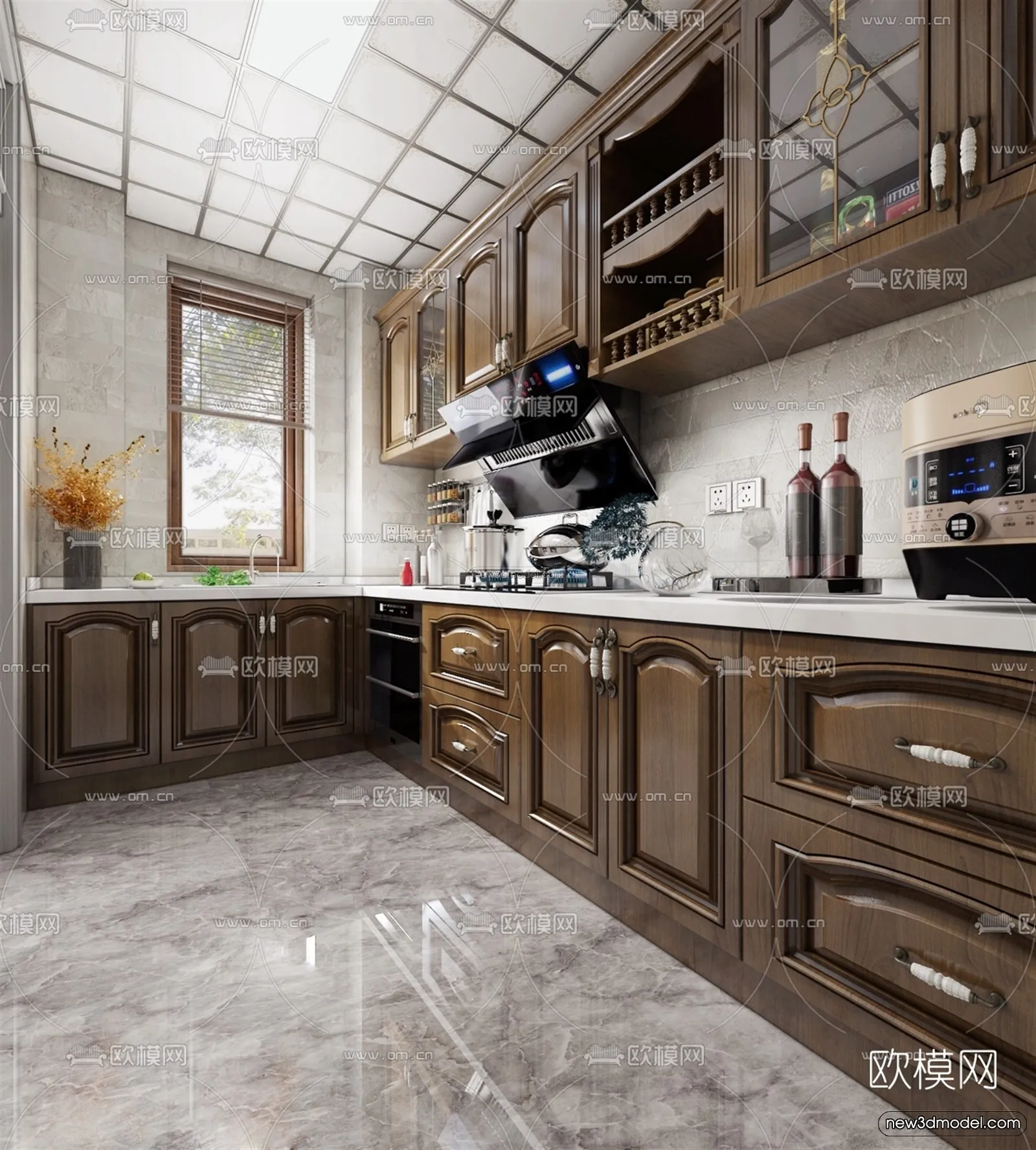 Europe Style Interior 3D Blocks – Kitchen 3D Model – 316 – VRAY