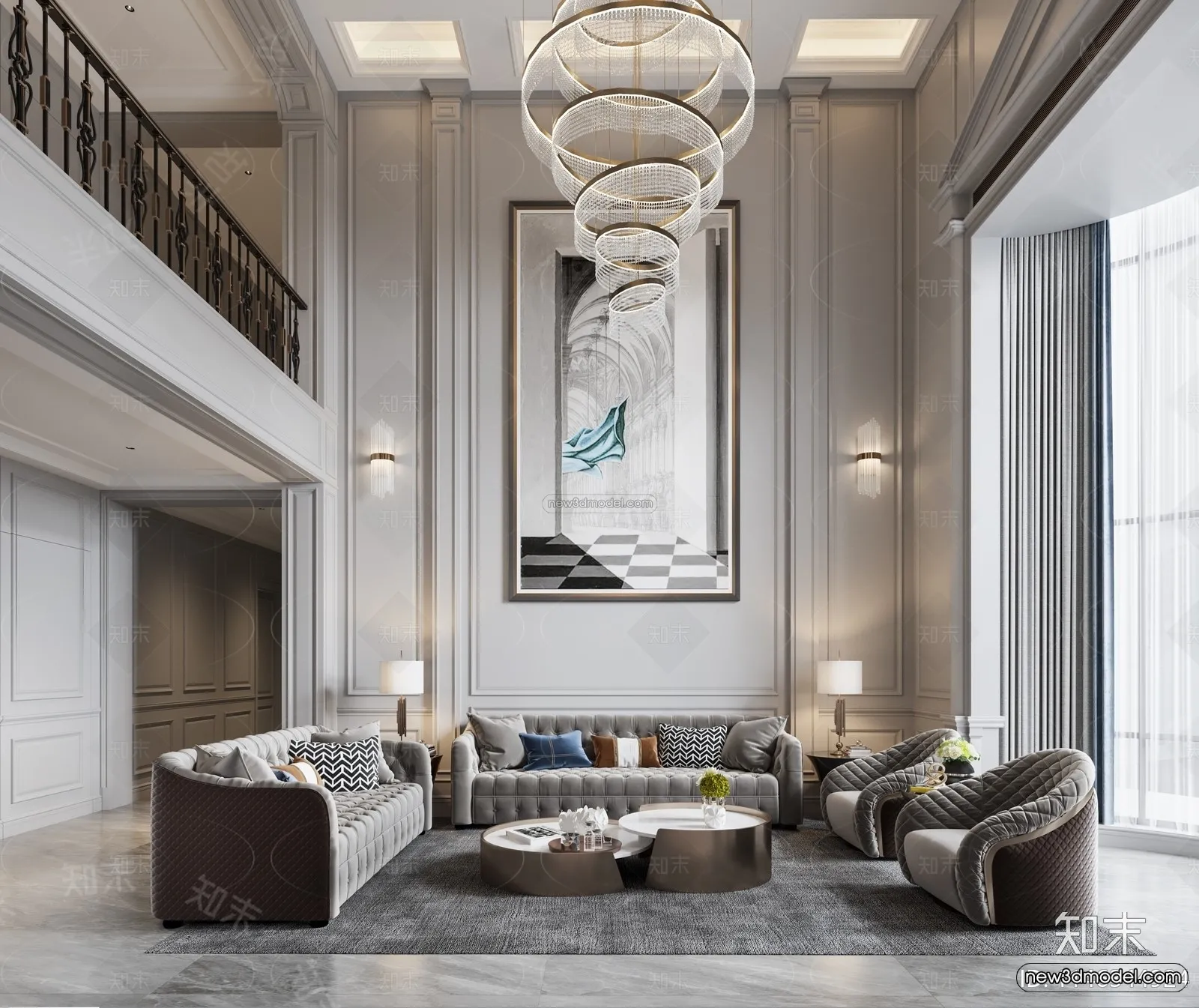 Europe Style Interior 3D Blocks – Living Room 3D Model – 002 – CORONA