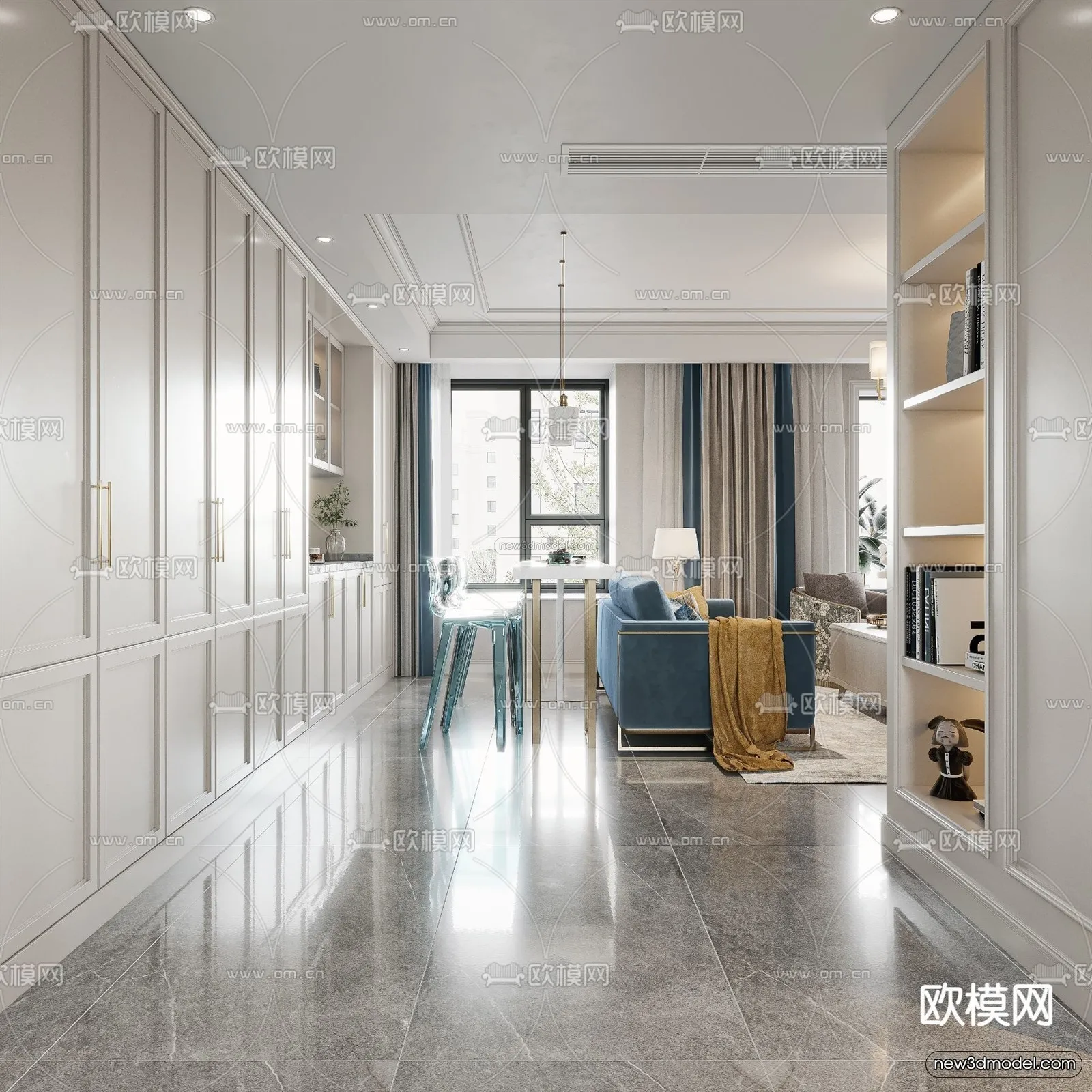 Europe Style Interior 3D Blocks – Living Room 3D Model – 003 – VRAY