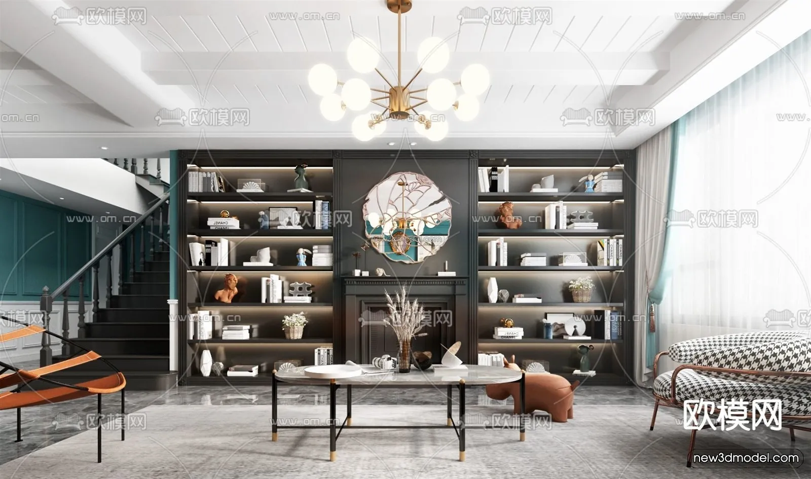 Europe Style Interior 3D Blocks – Living Room 3D Model – 006 – VRAY