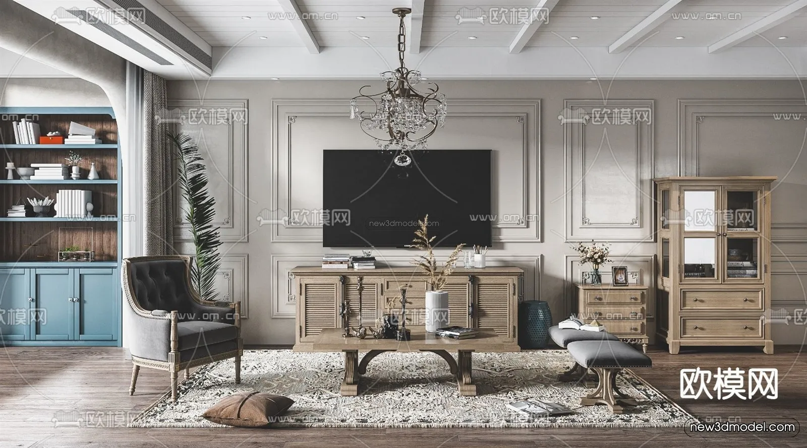 Europe Style Interior 3D Blocks – Living Room 3D Model – 010 – VRAY