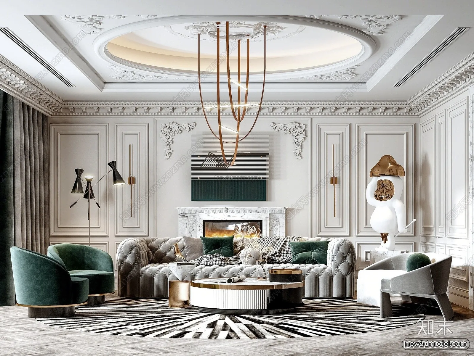 Europe Style Interior 3D Blocks – Living Room 3D Model – 017 – VRAY