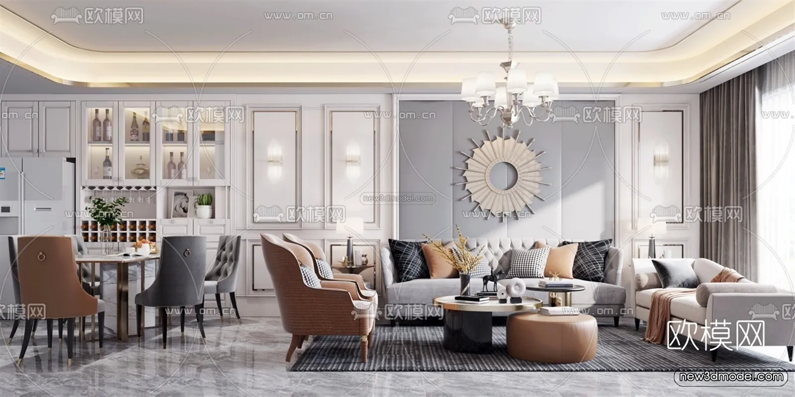 Europe Style Interior 3D Blocks – Living Room 3D Model – 020 – VRAY