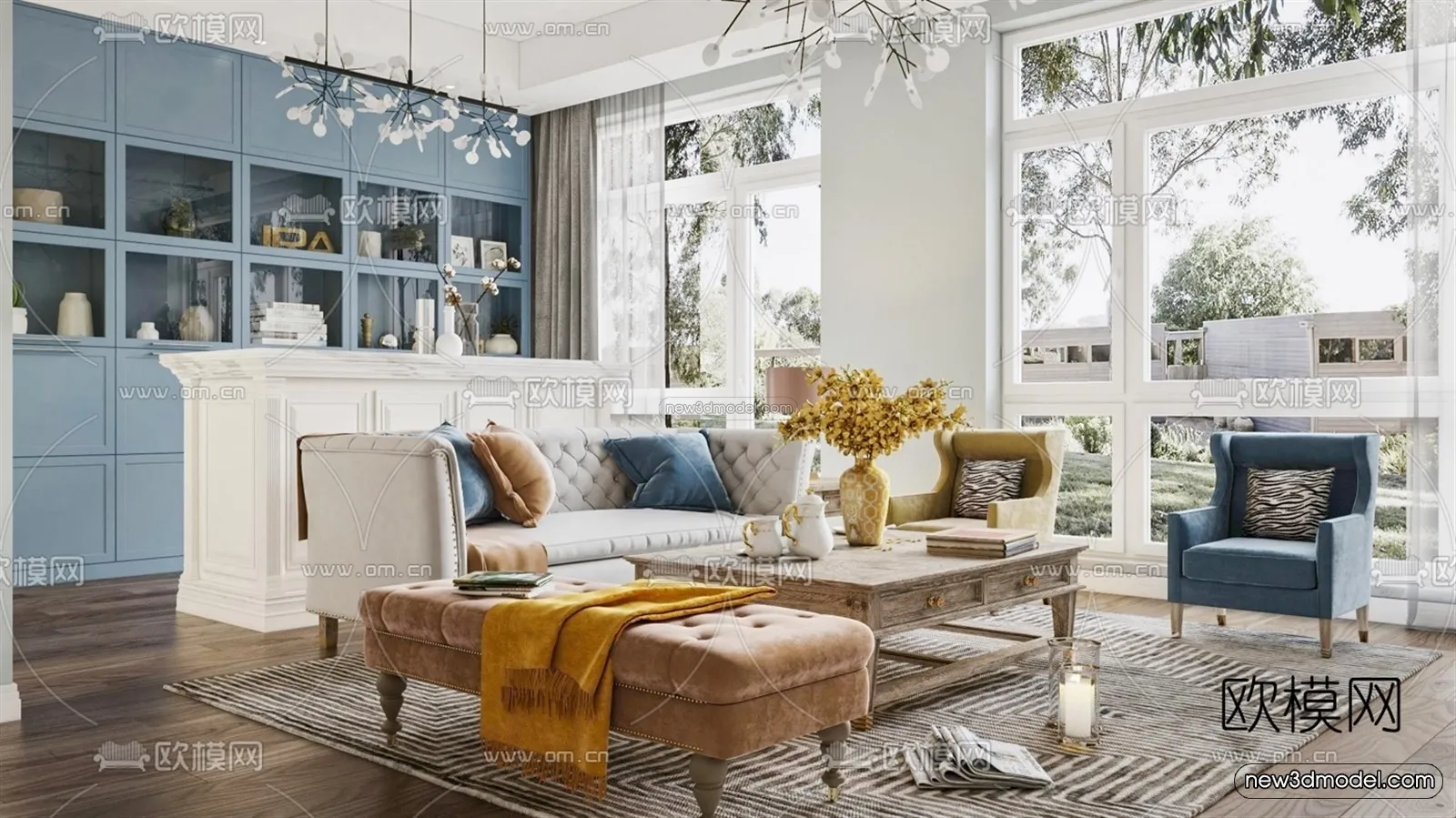 Europe Style Interior 3D Blocks – Living Room 3D Model – 026 – VRAY