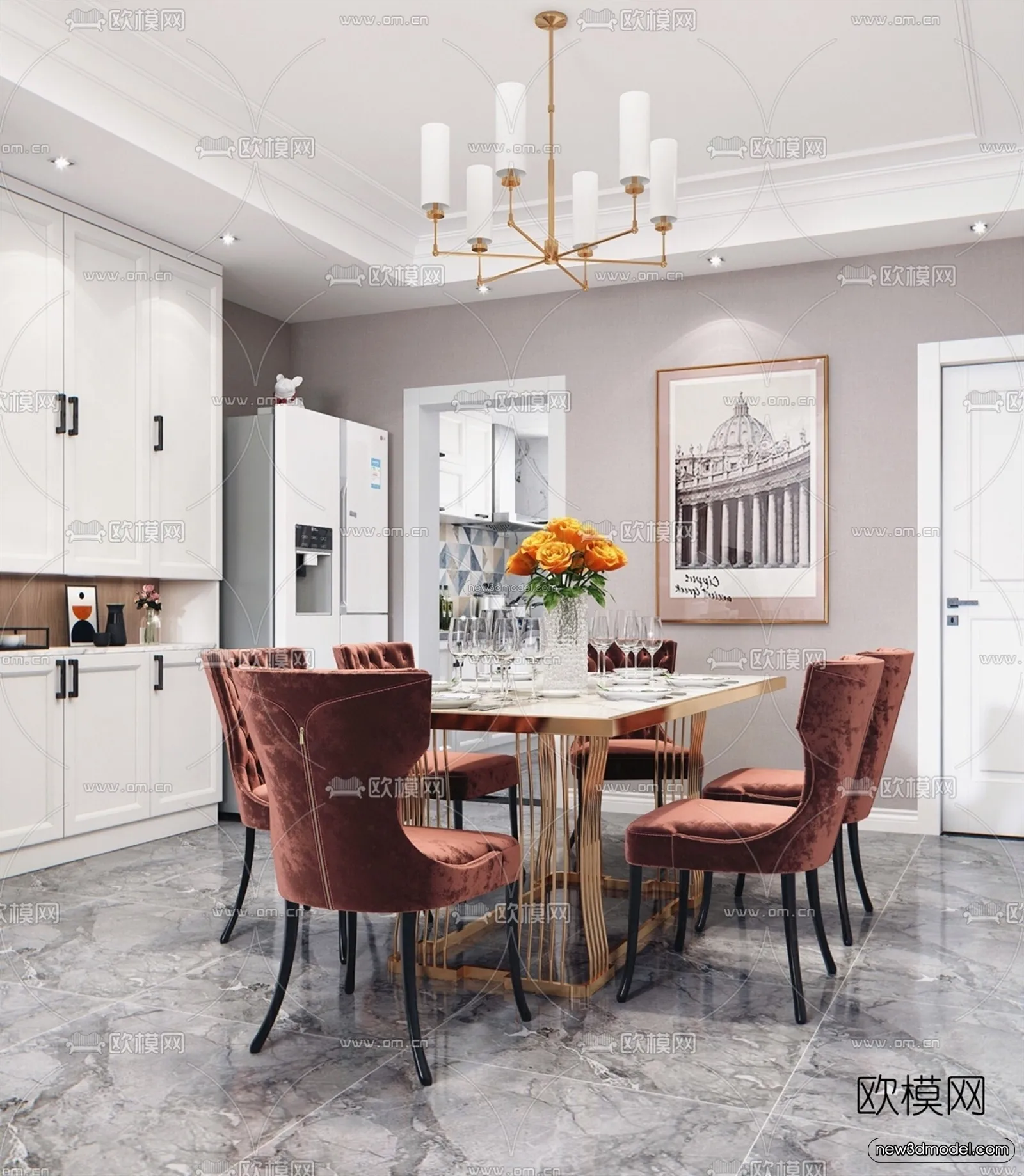 Europe Style Interior 3D Blocks – Living Room 3D Model – 027 – VRAY