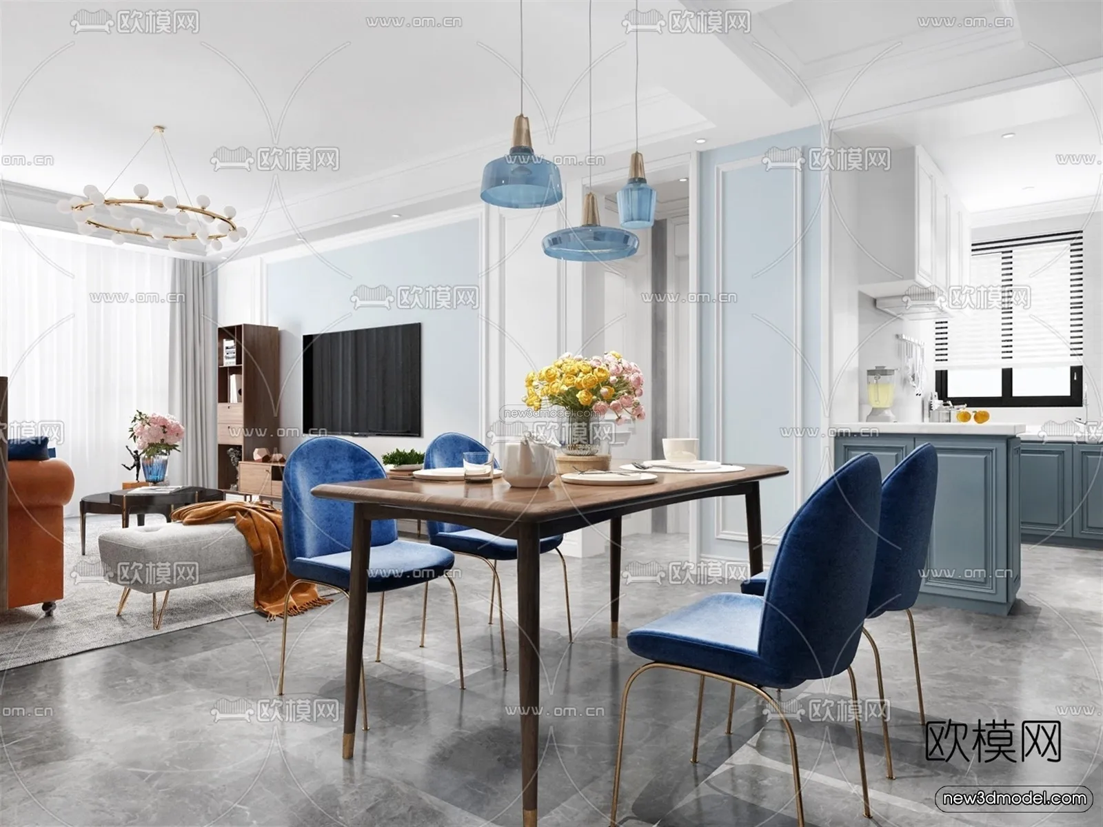 Europe Style Interior 3D Blocks – Living Room 3D Model – 031 – VRAY