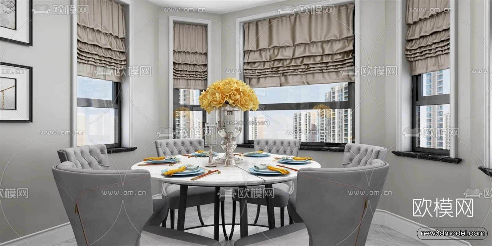 Europe Style Interior 3D Blocks – Living Room 3D Model – 038 – VRAY