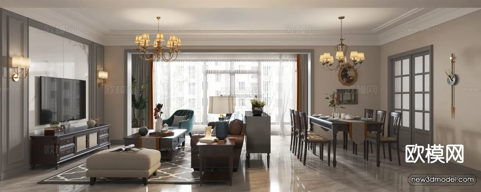 Europe Style Interior 3D Blocks – Living Room 3D Model – 046 – VRAY